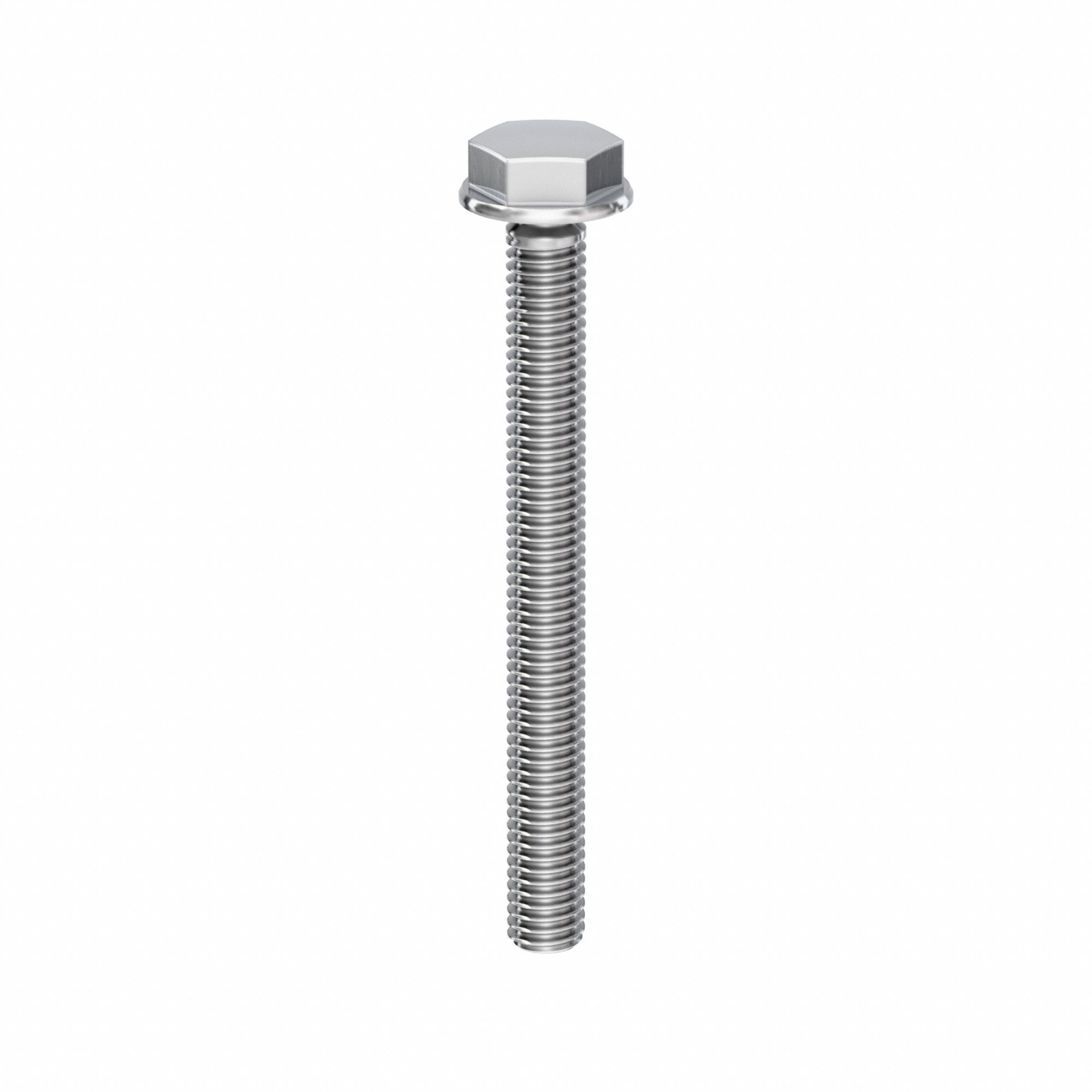 Hygienic Hex Head Screw: Stainless Steel, Fully Threaded, M6, 60 mm Lg, 316L, Coarse