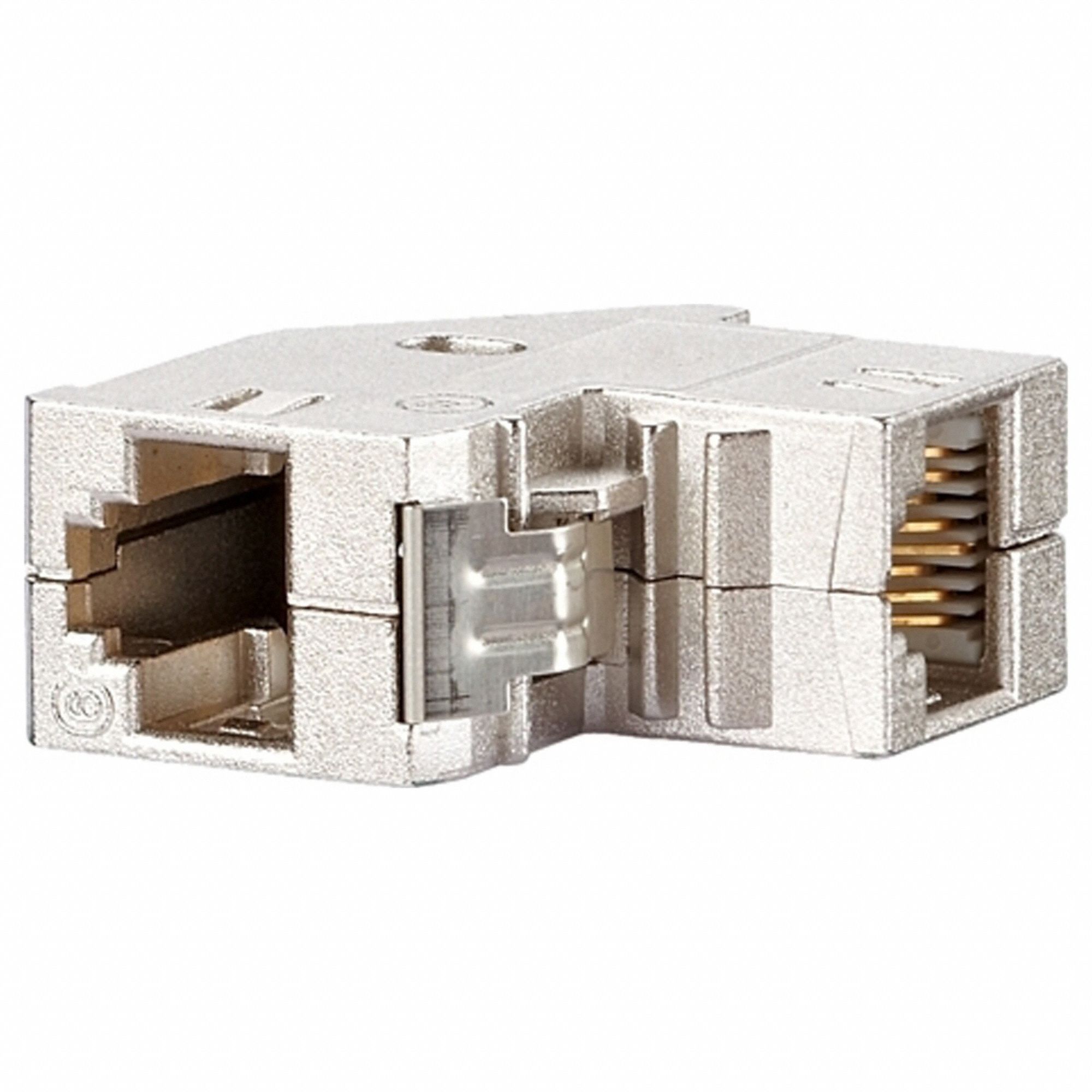 Coupler Module: Cat6A, Data/HDBaseT/Power, 8 Poles, 90° Angled, Cable, Zinc Die-Cast