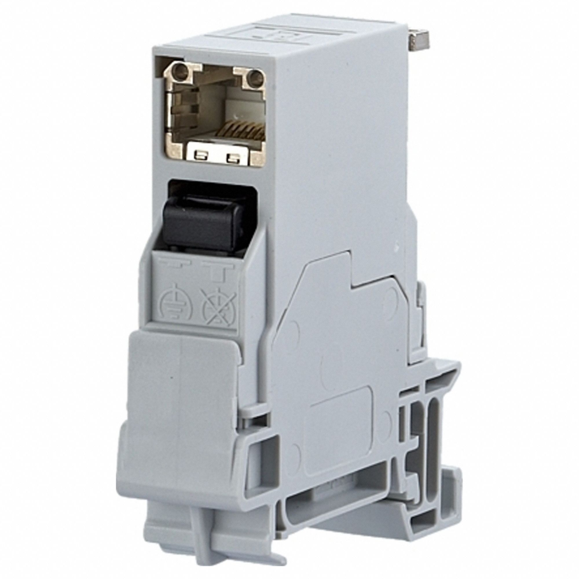 Terminal Rail Insert: Cat6, Data/HDBaseT/Power, 8 Poles, 90° Angled, Cable, Female