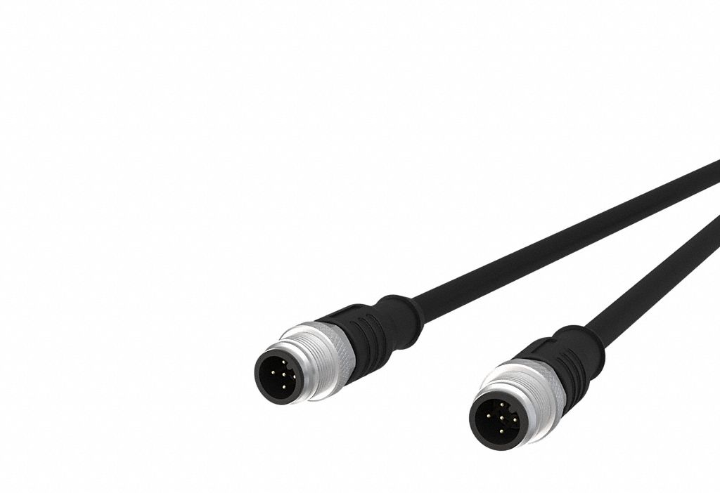 Sensor Cable: M12 Female Straight X M12 Female Straight, 5 Pins, Black, PUR, 1 m Cable Lg