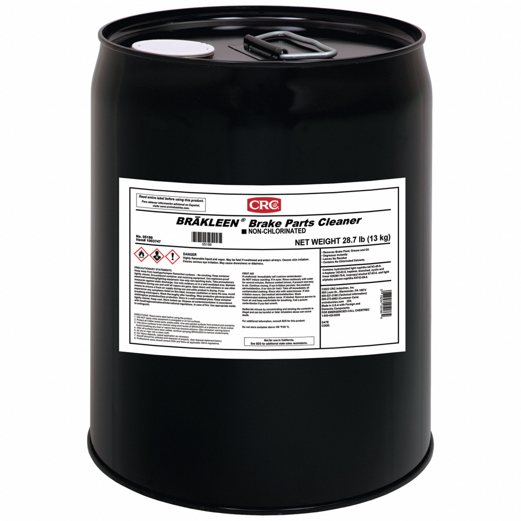 CRC, Solvent, Liquid, Non-chlorinated Brake Parts Cleaner - 802LK1