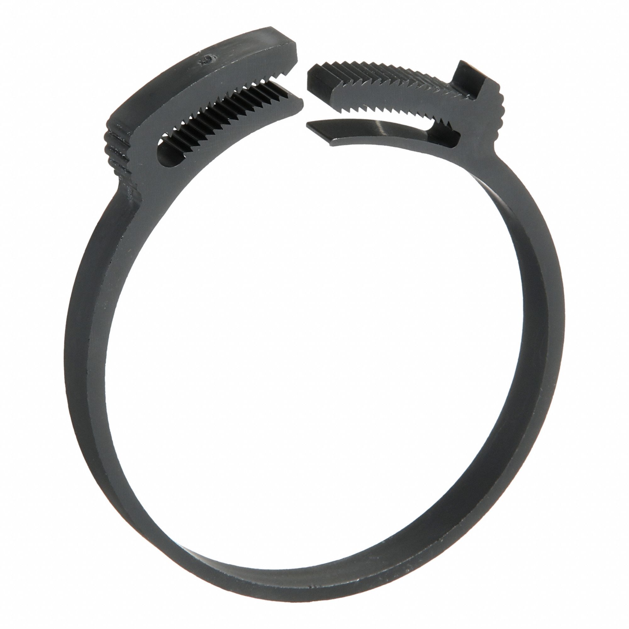 Double Grip Plastic Hose Clamp: Nylon, Black, Double Tooth, 2.77 in – 2.97 in Clamping Dia