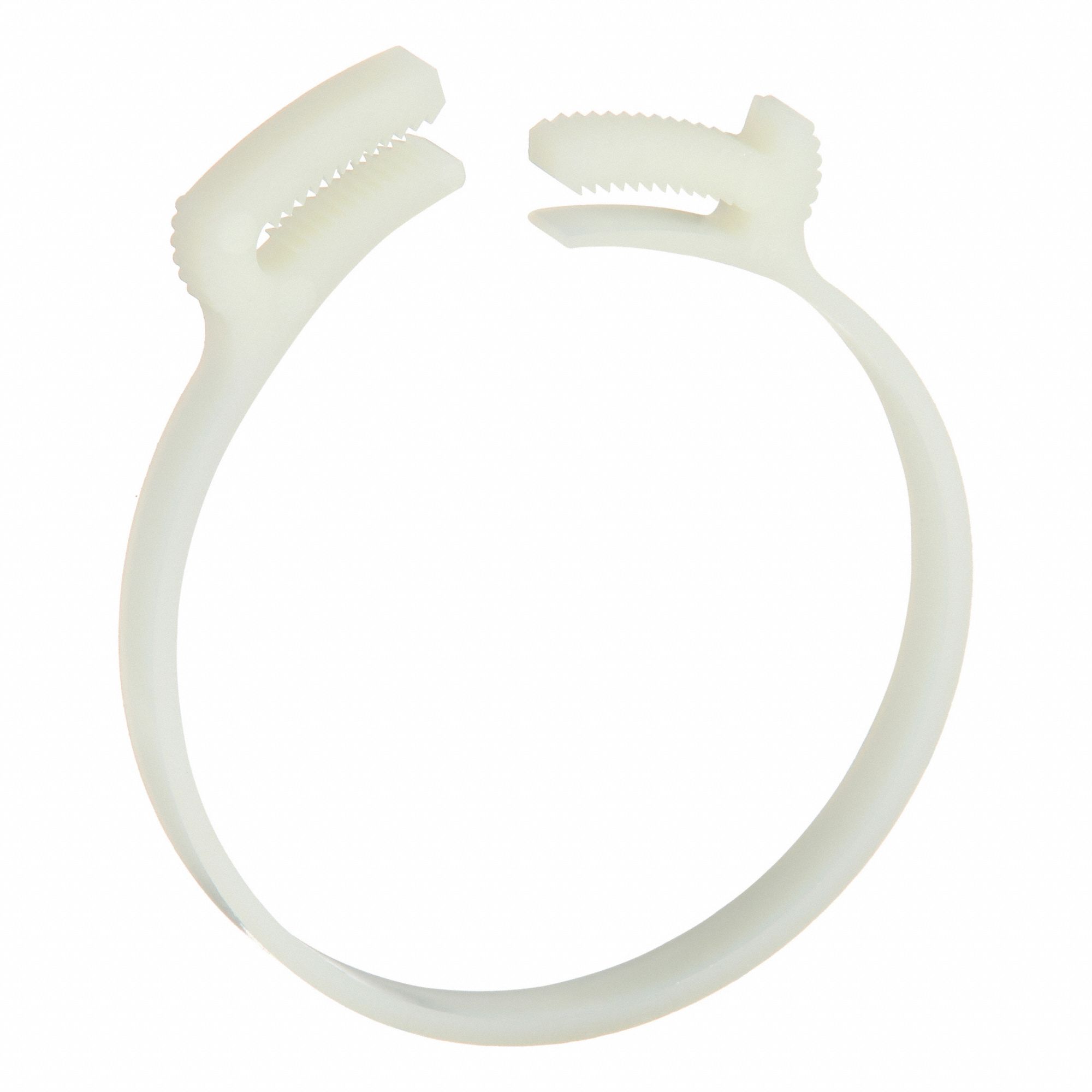 Double Grip Plastic Hose Clamp: Nylon, Natural, Double Tooth, 3.15 in – 3.33 in Clamping Dia