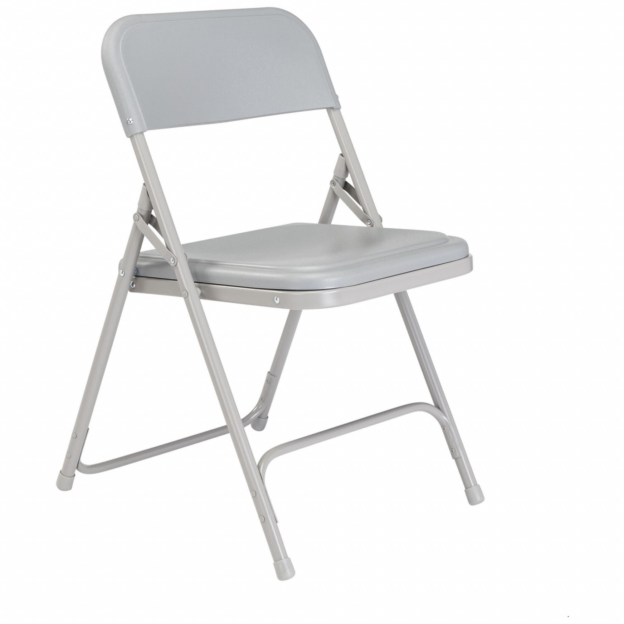 Folding Chair: Plastic Seat, Steel Frame, Gray Seat, 500 lb Wt Capacity