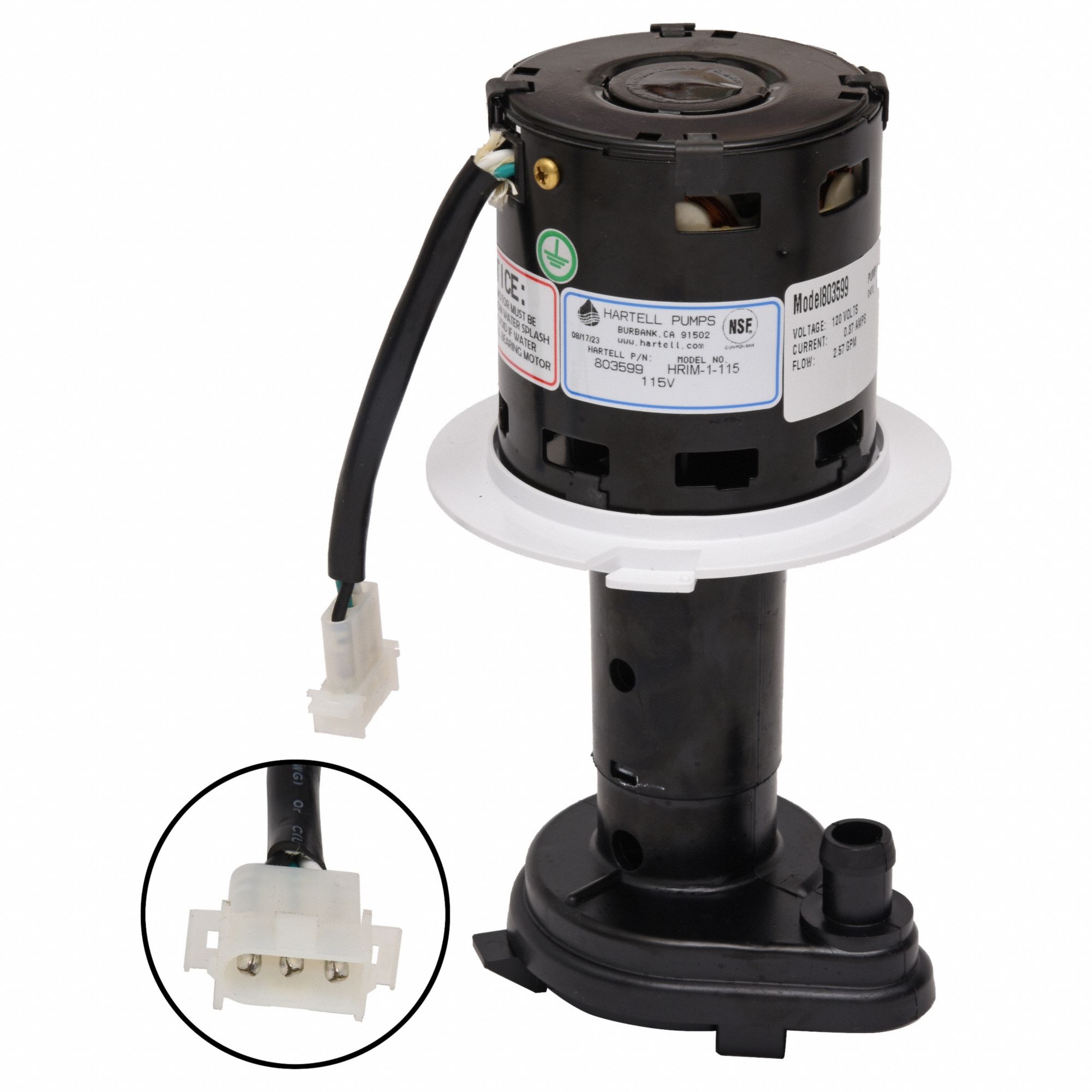 HARTELL, 1/4 hp, 115V AC, Ice Machine Pump 811DA2HRIM1115 Grainger