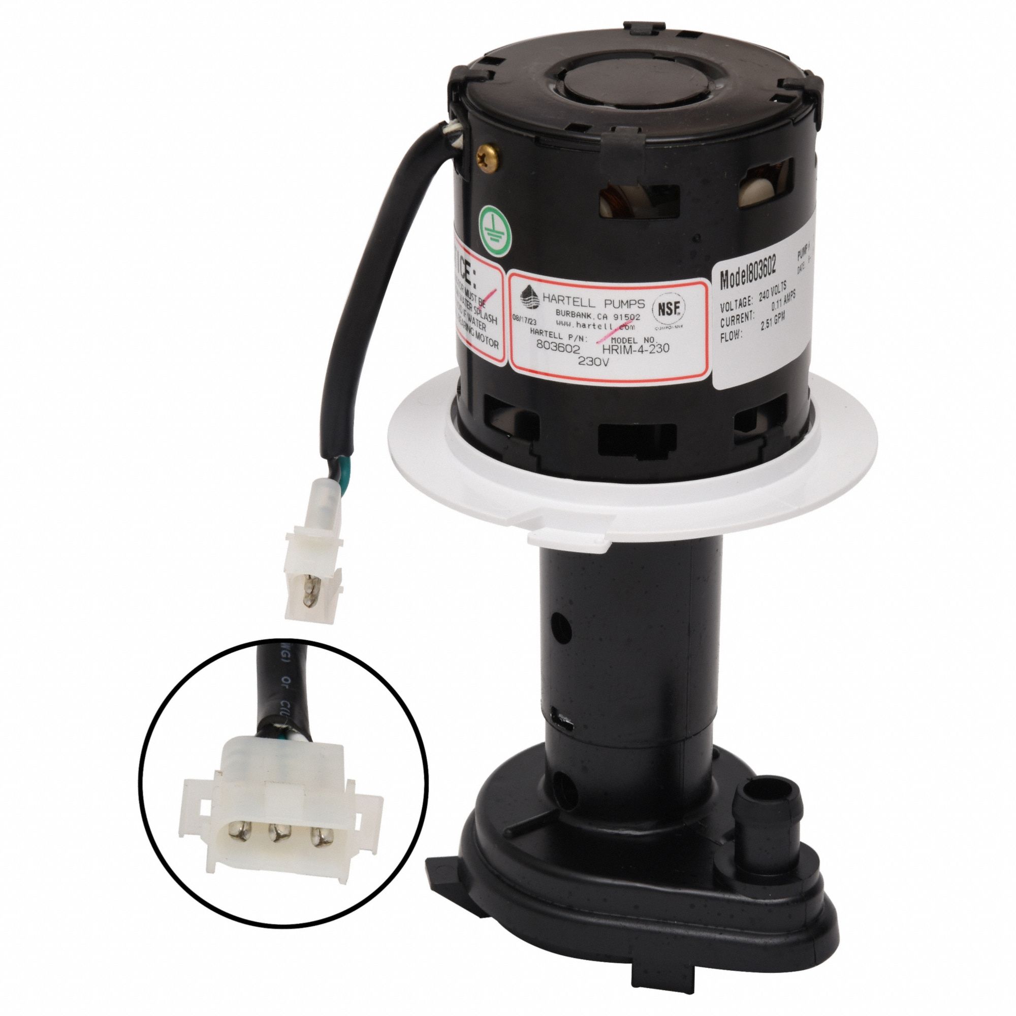 HARTELL, 1/6 hp, 230V AC, Ice Machine Pump 811DA5HRIM4230 Grainger