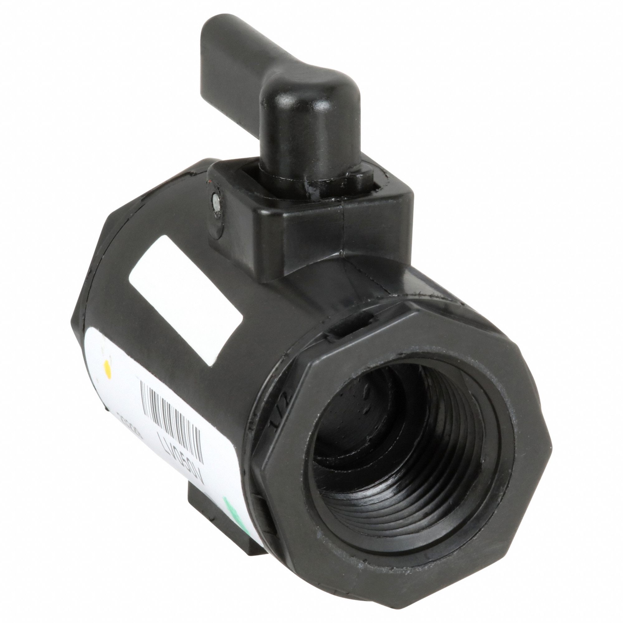 Manual Two-Way Ball Valve: 1/2 in, Polypropylene, Straight, FNPT x FNPT, Full Port Ball Port