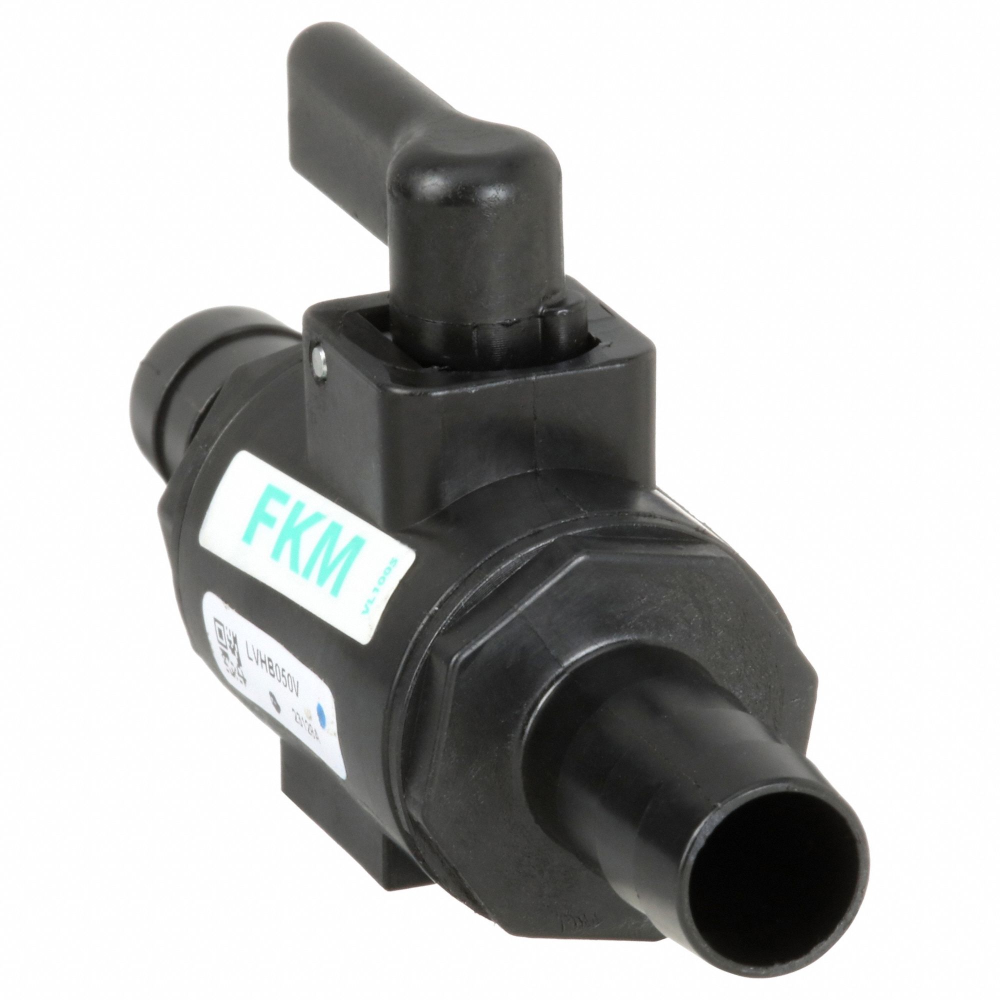 Manual Two-Way Ball Valve: 1/2 in, Polypropylene, Straight, Barb x Barb, Std Port Ball Port