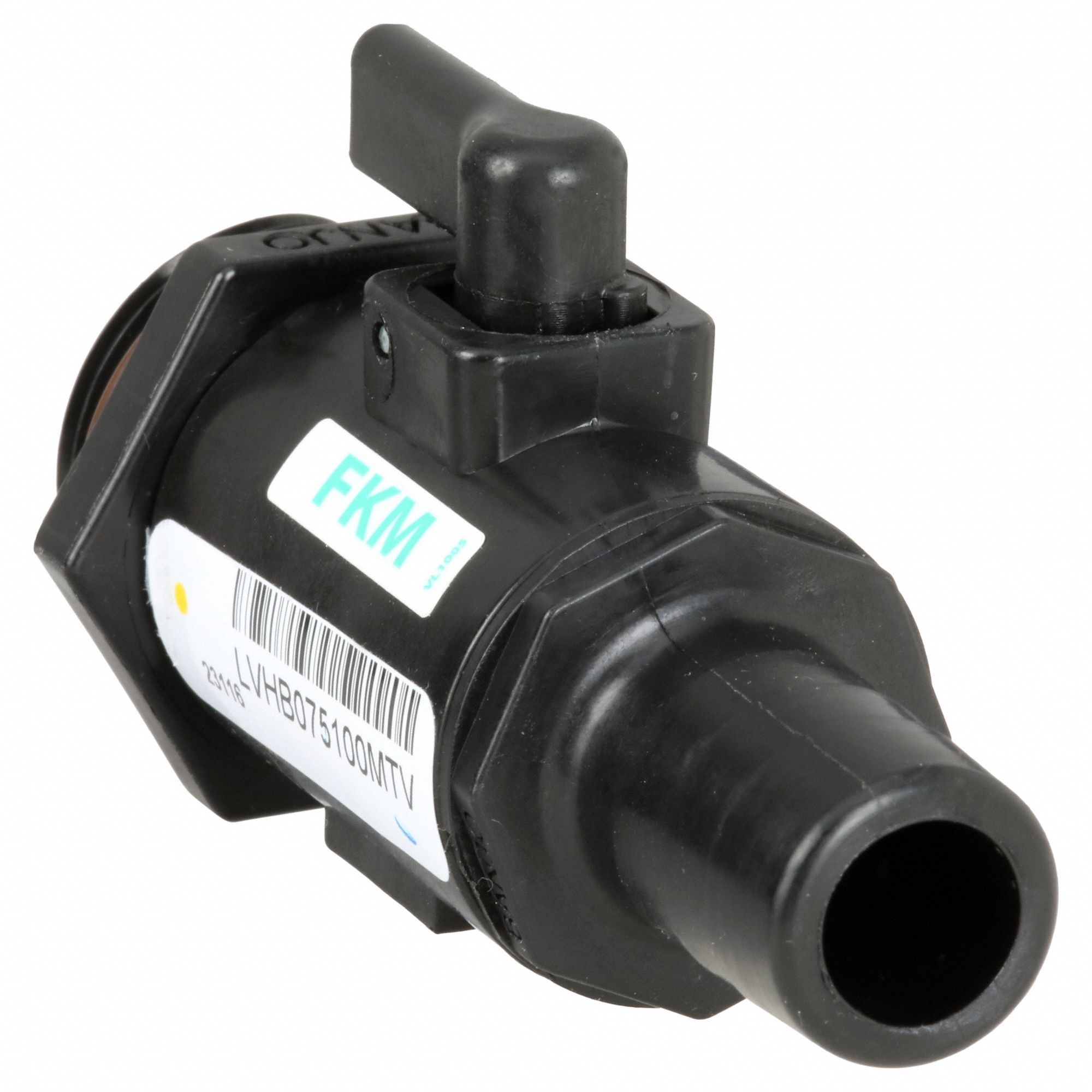 Manual Two-Way Ball Valve: 3/4 in, Polypropylene, Straight, MNPT x Barb, Std Port Ball Port