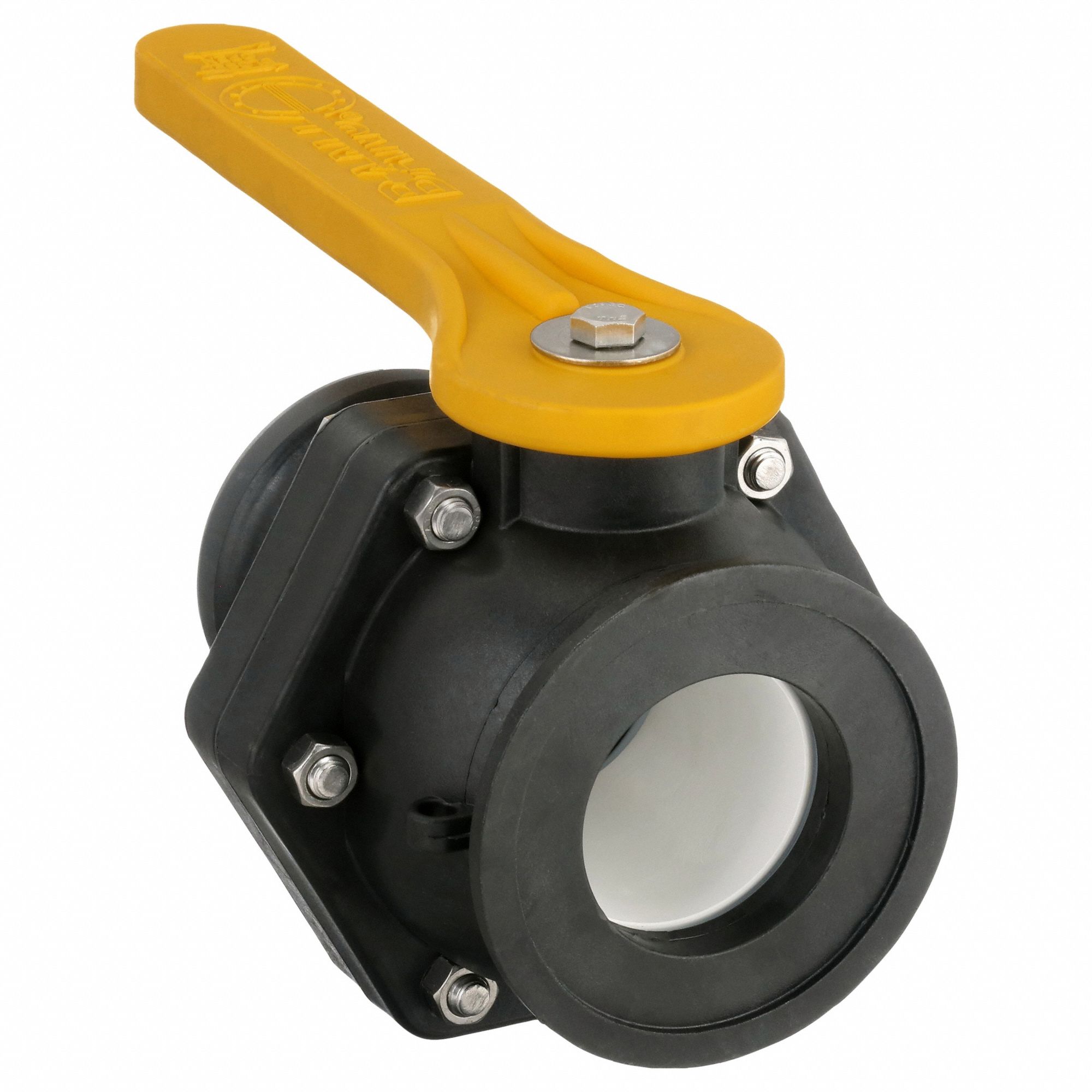 Manual Two-Way Ball Valve: 3 in, Polypropylene, Straight, Flange x Male Camlock, Two-Piece