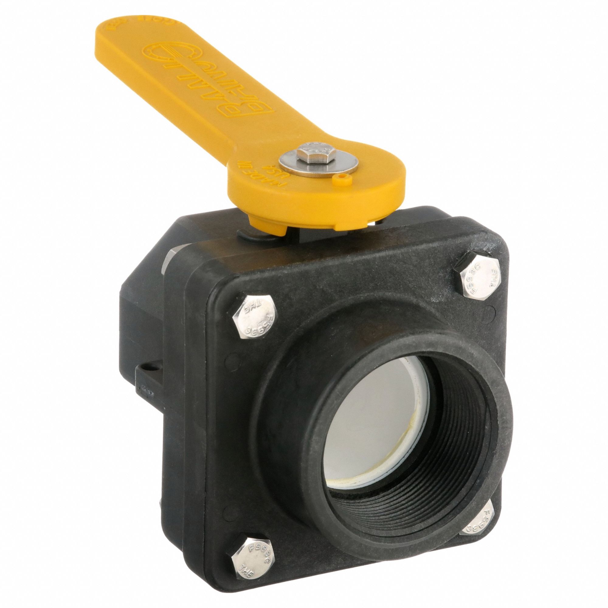 Manual Two-Way Ball Valve: 2 in, Polypropylene, Straight, FNPT x FNPT, Two-Piece, Lever