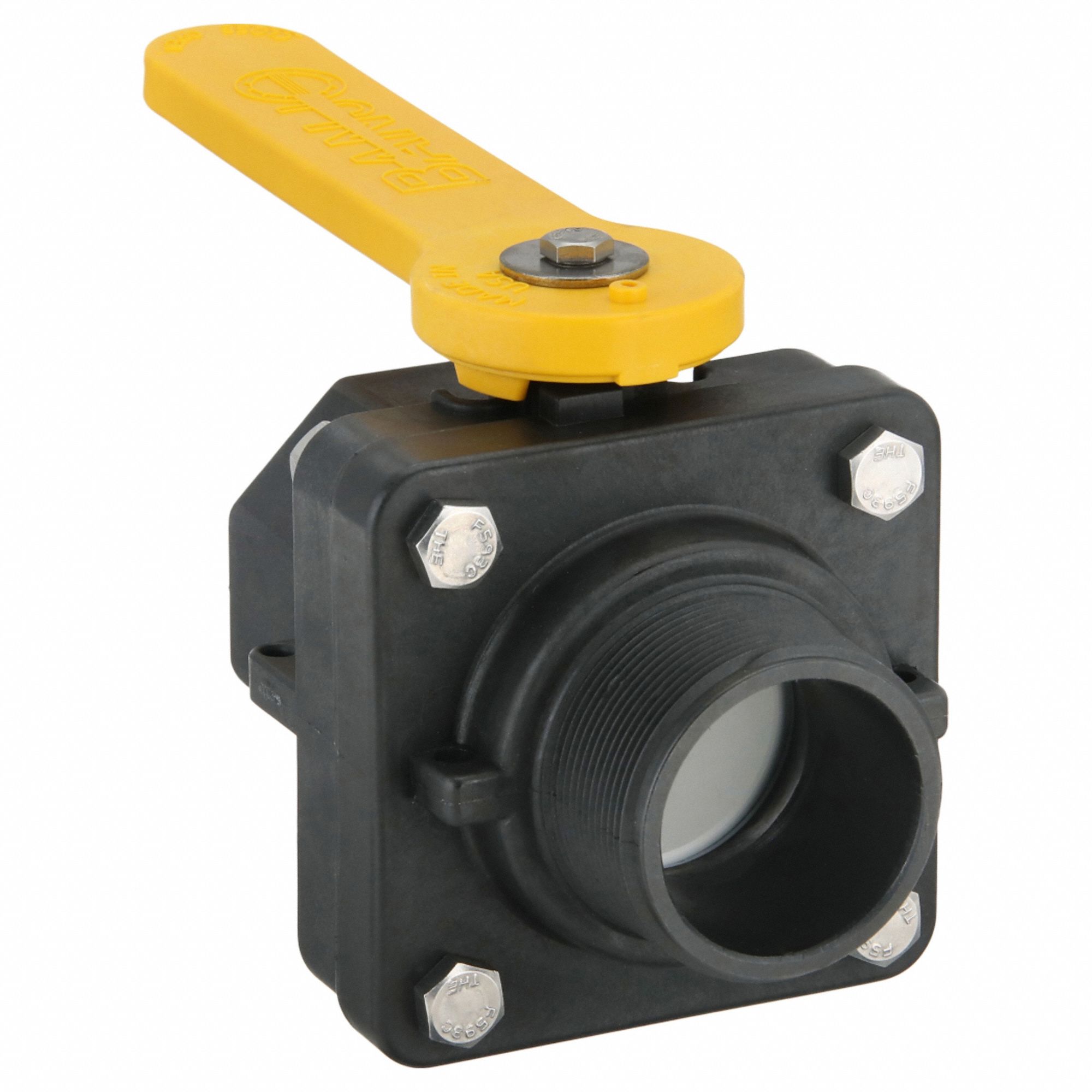 Manual Two-Way Ball Valve: 2 in, Polypropylene, Straight, MNPT x FNPT, Two-Piece, Lever