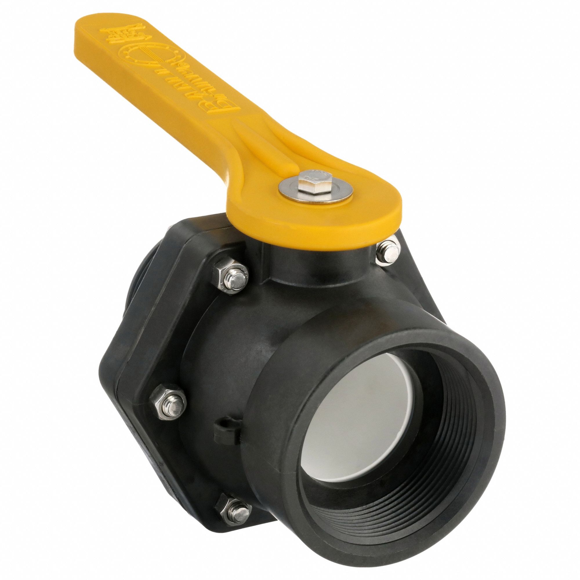 Manual Two-Way Ball Valve: 3 in, Polypropylene, Straight, MNPT x FNPT, Two-Piece, Lever