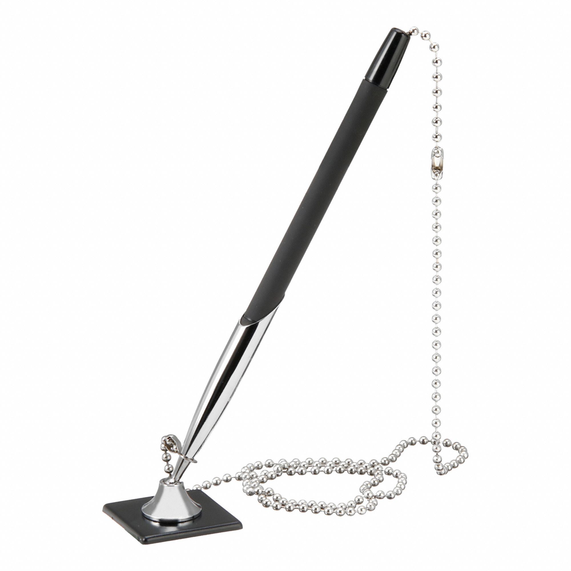 Pen: Black, Medium, 0.7 mm Point Size, No Cap, Refillable, Ballpoint, Cushion Included