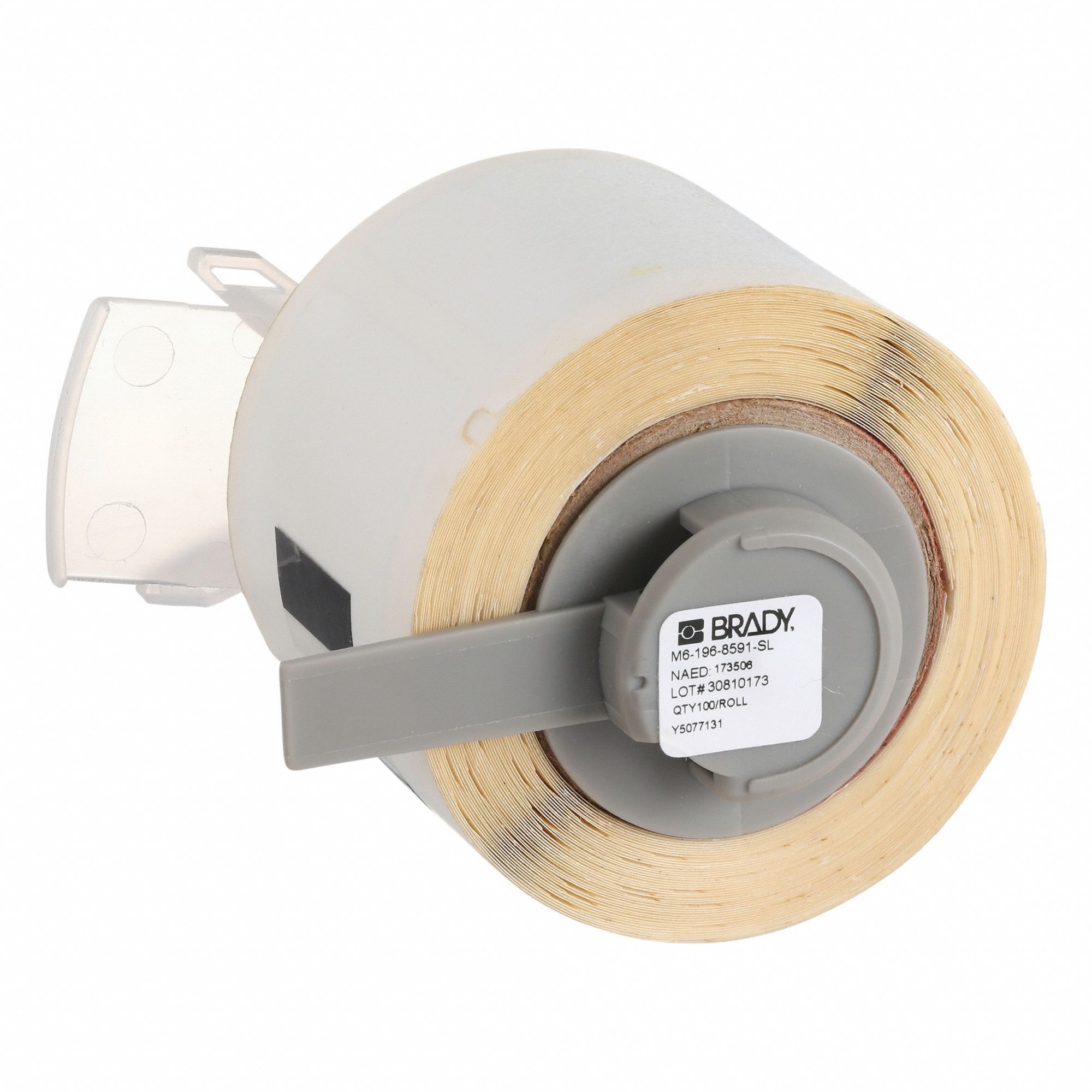 Pre-Cut Label Stock Roll: 1 31/32 in x 1 3/16 in, Acrylic, Permanent Adhesive, 100 Labels, Permanent
