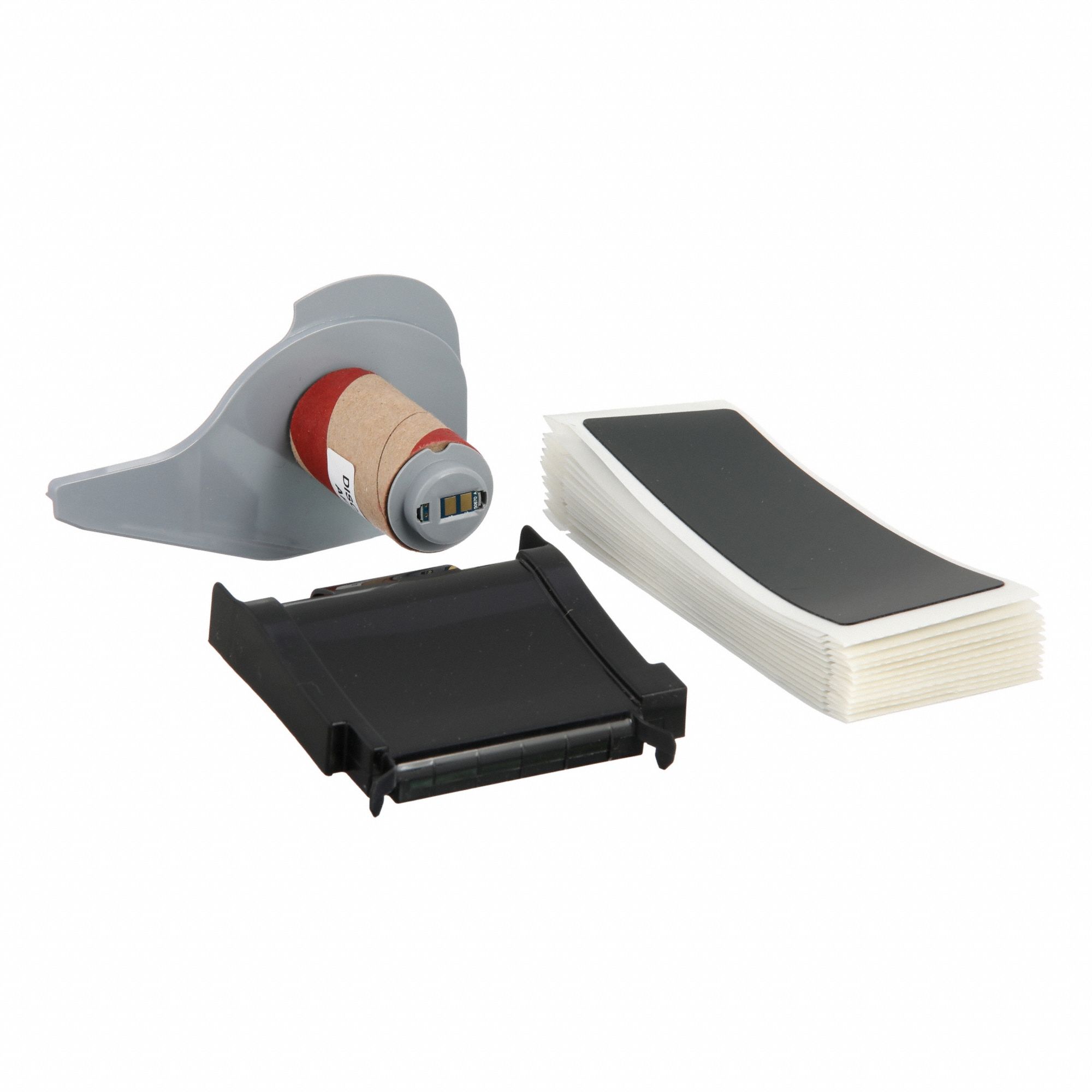 Pre-Cut Label Stock Roll: 1 29/32 in x 1 29/32 in, Polyester, Black (Gloss), 25 Labels per Roll