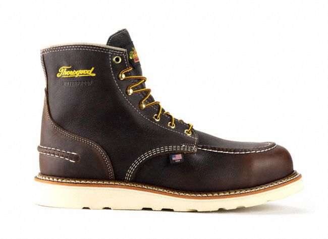 6-Inch Work Boot: Men's, Size 10 1/2, D, Brown, Steel Toe Cap, Removable Insole