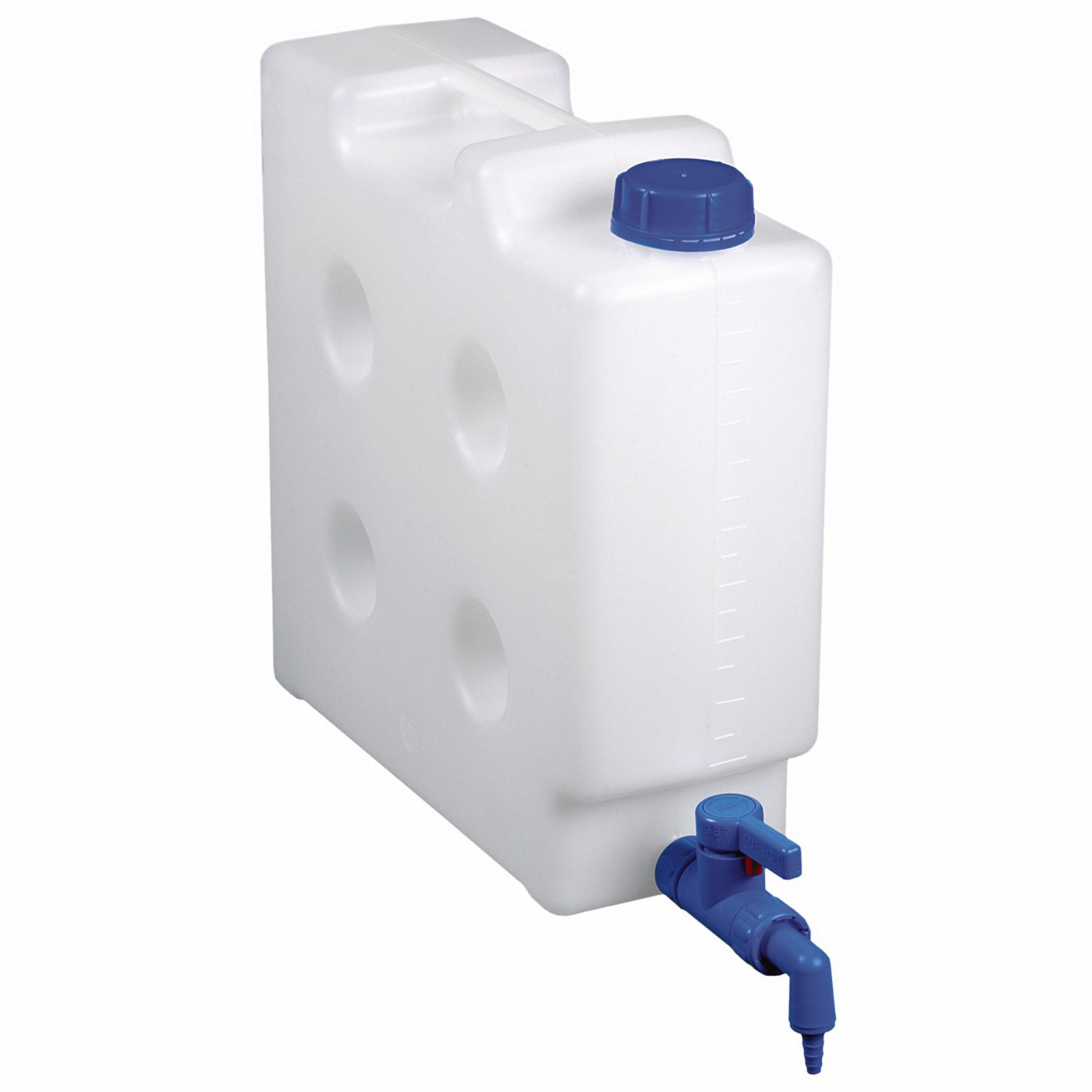 Jerrican Carboy: 10 L Capacity - mL, 2.64 gal Capacity - oz, Tamper Evident, Polypropylene
