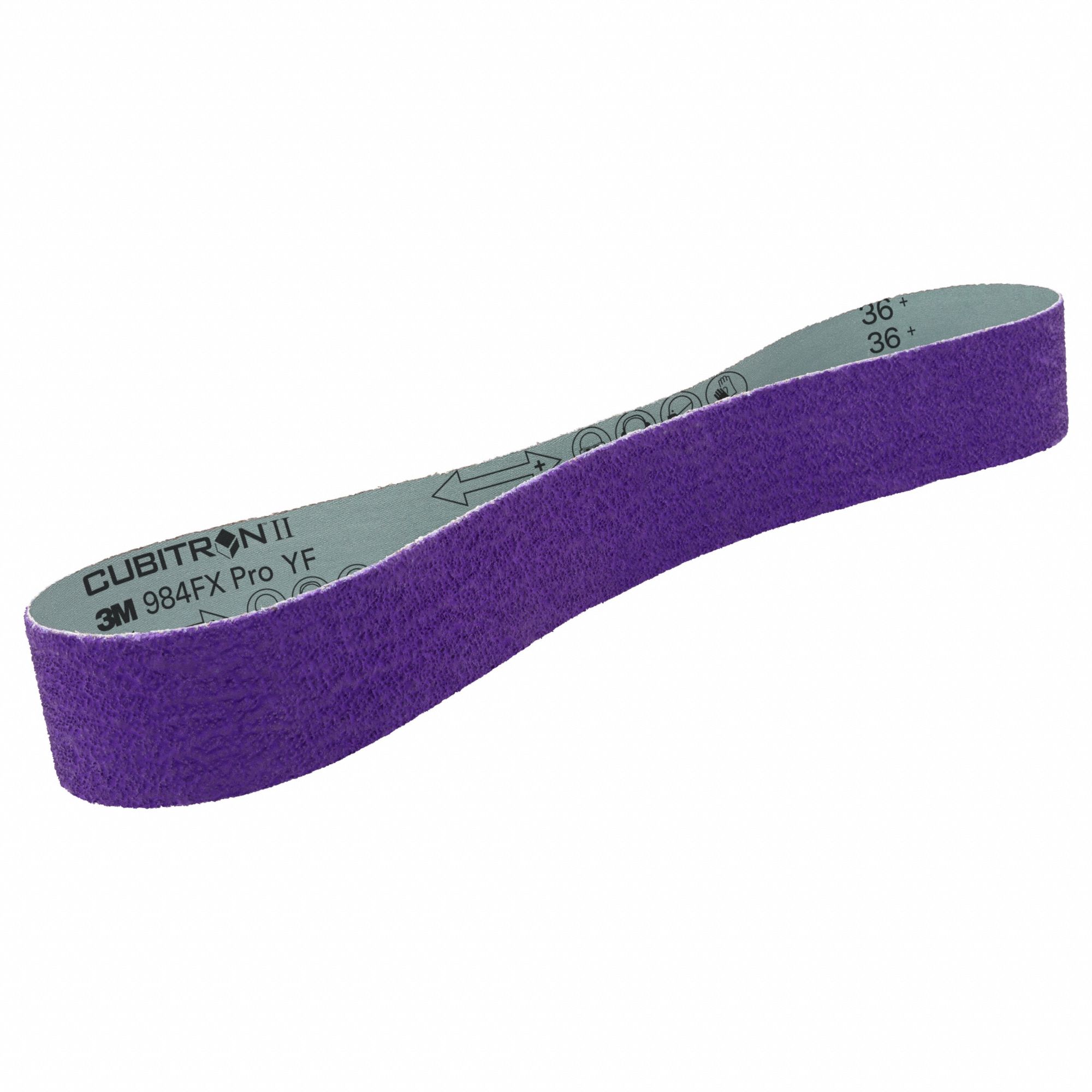 Sanding Belt: 2 in W x 60 in L, Ceramic, 36 Grit, YF Wt Polyester Backing, 1184F