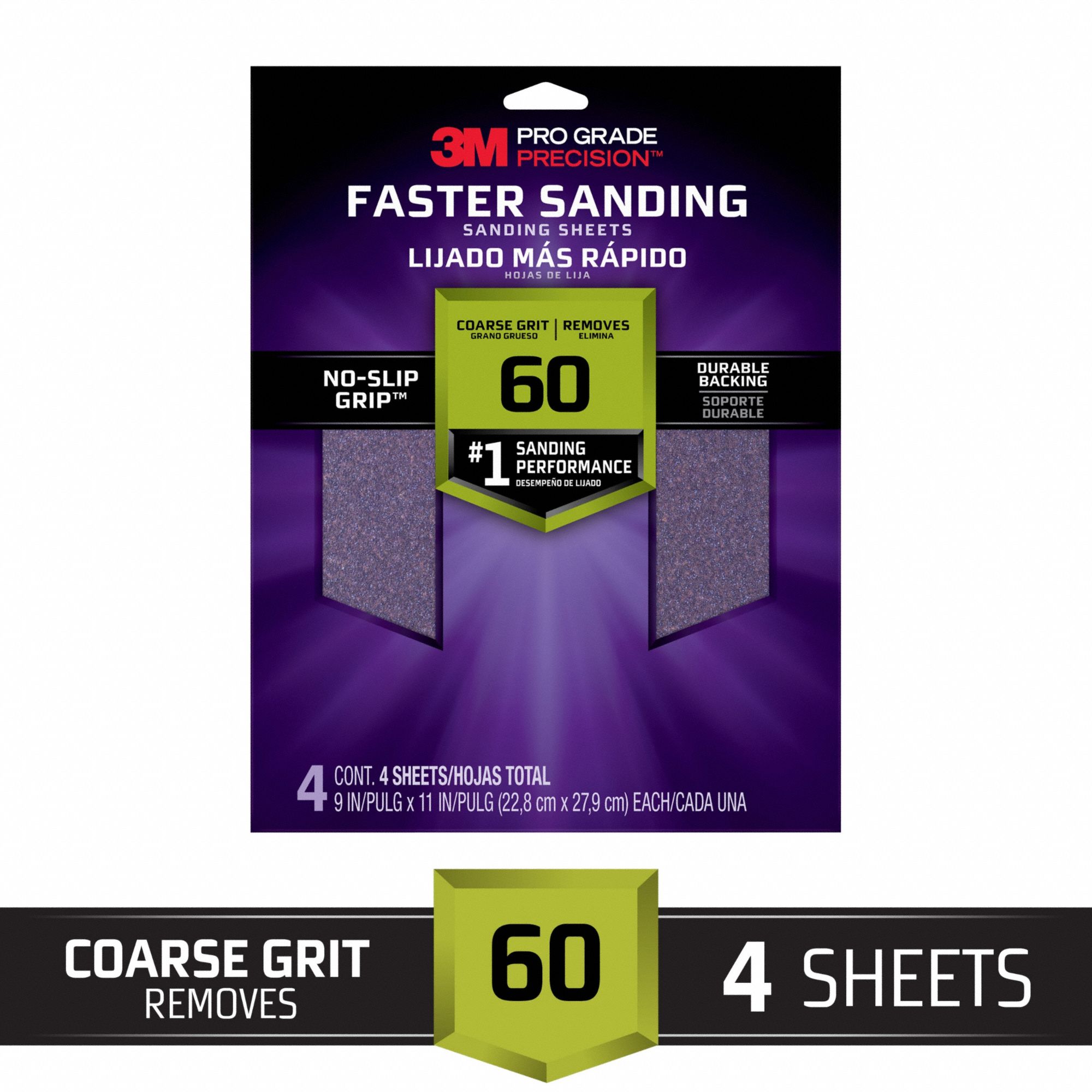 3M, 9 in W x 11 in L, Ceramic, Sandpaper Sheet 804CU026060PGP4