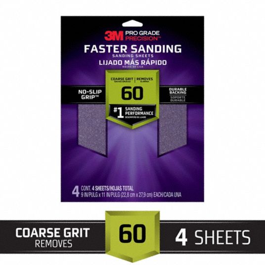 3M, 9 in W x 11 in L, Ceramic, Sandpaper Sheet 804CU026060PGP4