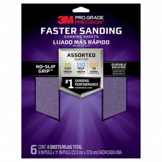 3M, 9 in W x 11 in L, Ceramic, Sandpaper Sheet 804CU7SHRASSTPGP6T