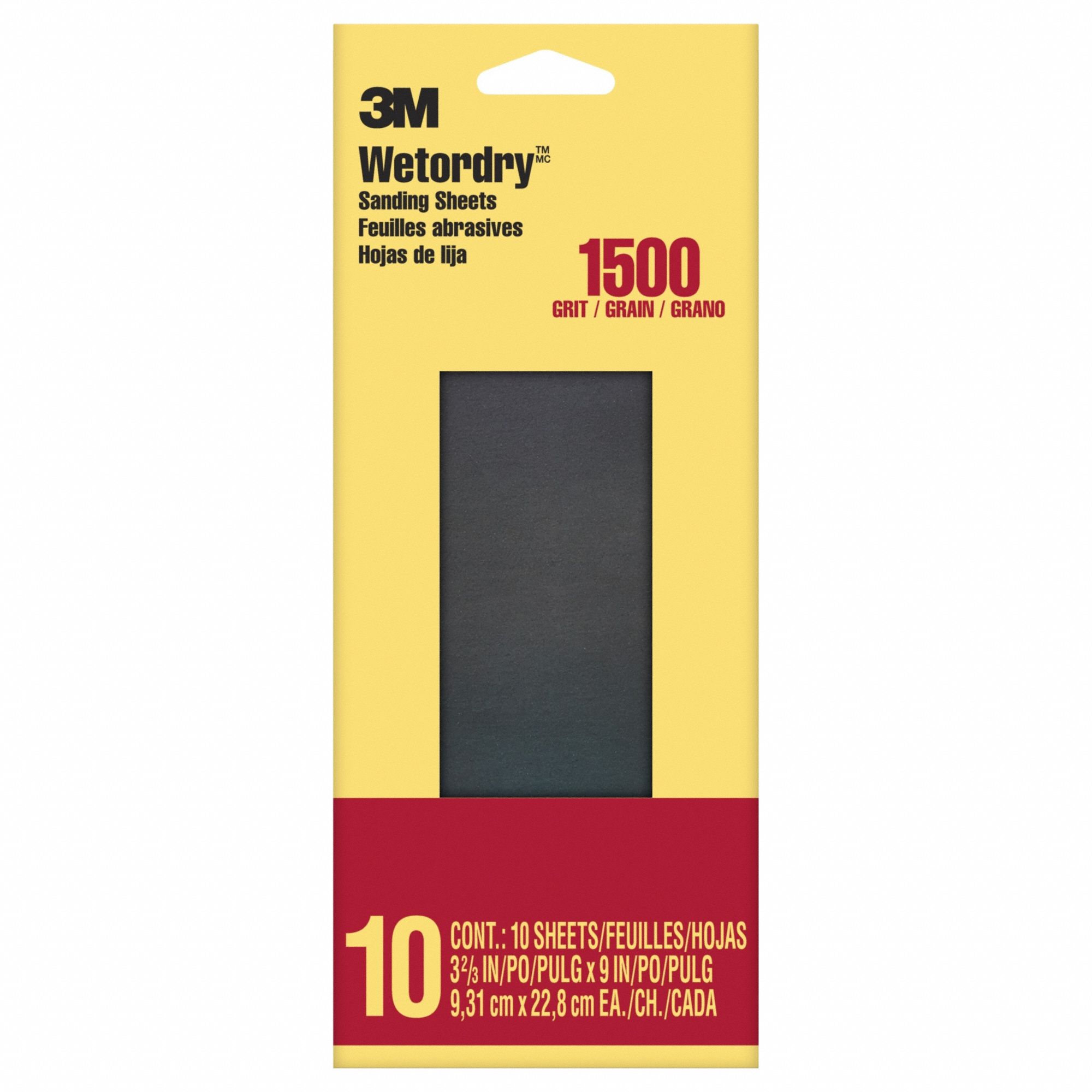 Sandpaper Sheet, 1500 Grit, 3 11/16"W, PK10