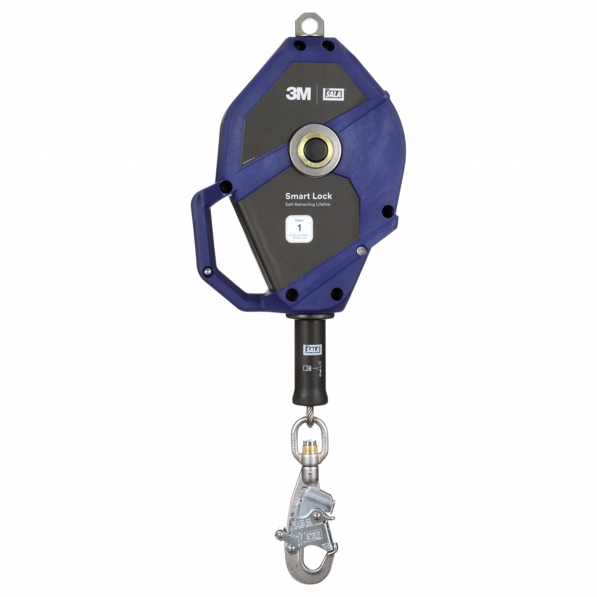 Self Retracting Lifeline: Steel Snap Hook Anchor, Harness Steel Carabiner, 40 ft Line