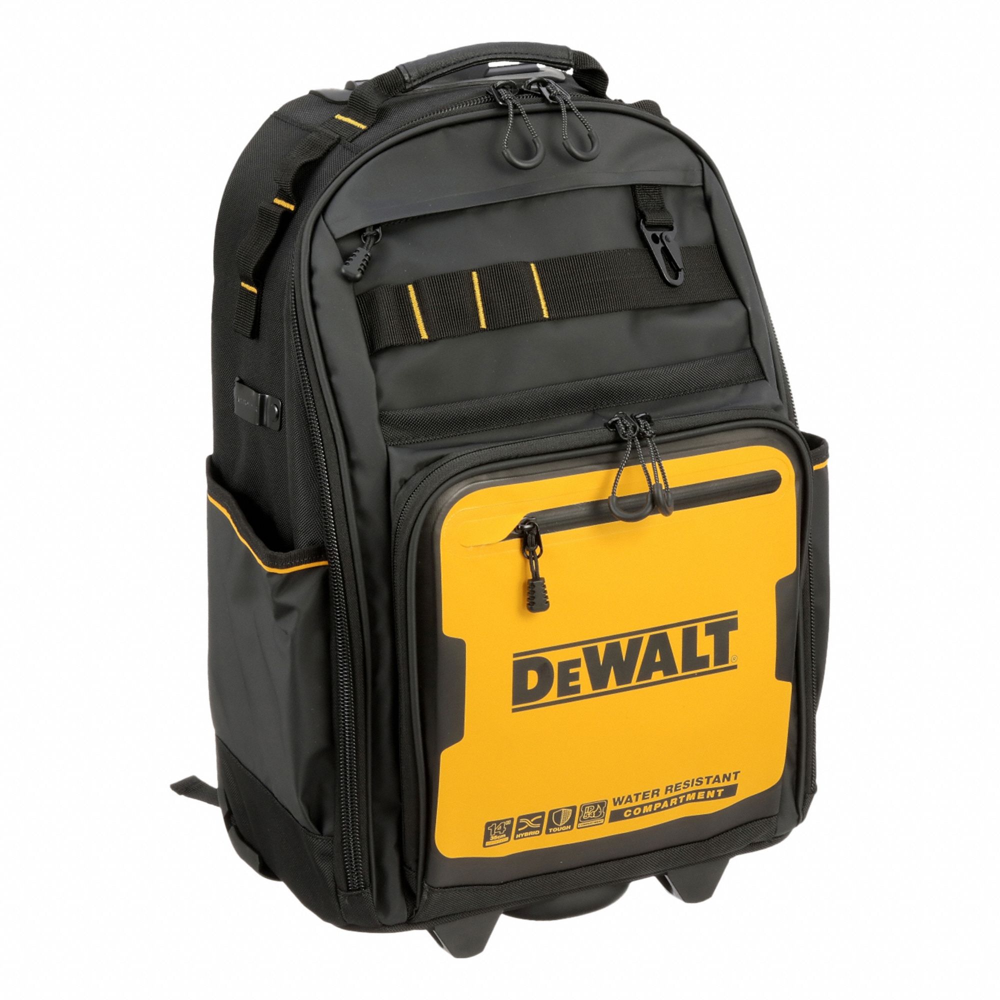 Tool Bag: 9 3/8 in W 9 3/8 in D 21 1/8 in H, Ballistic Nylon, Yellow, 21 Inside Pockets