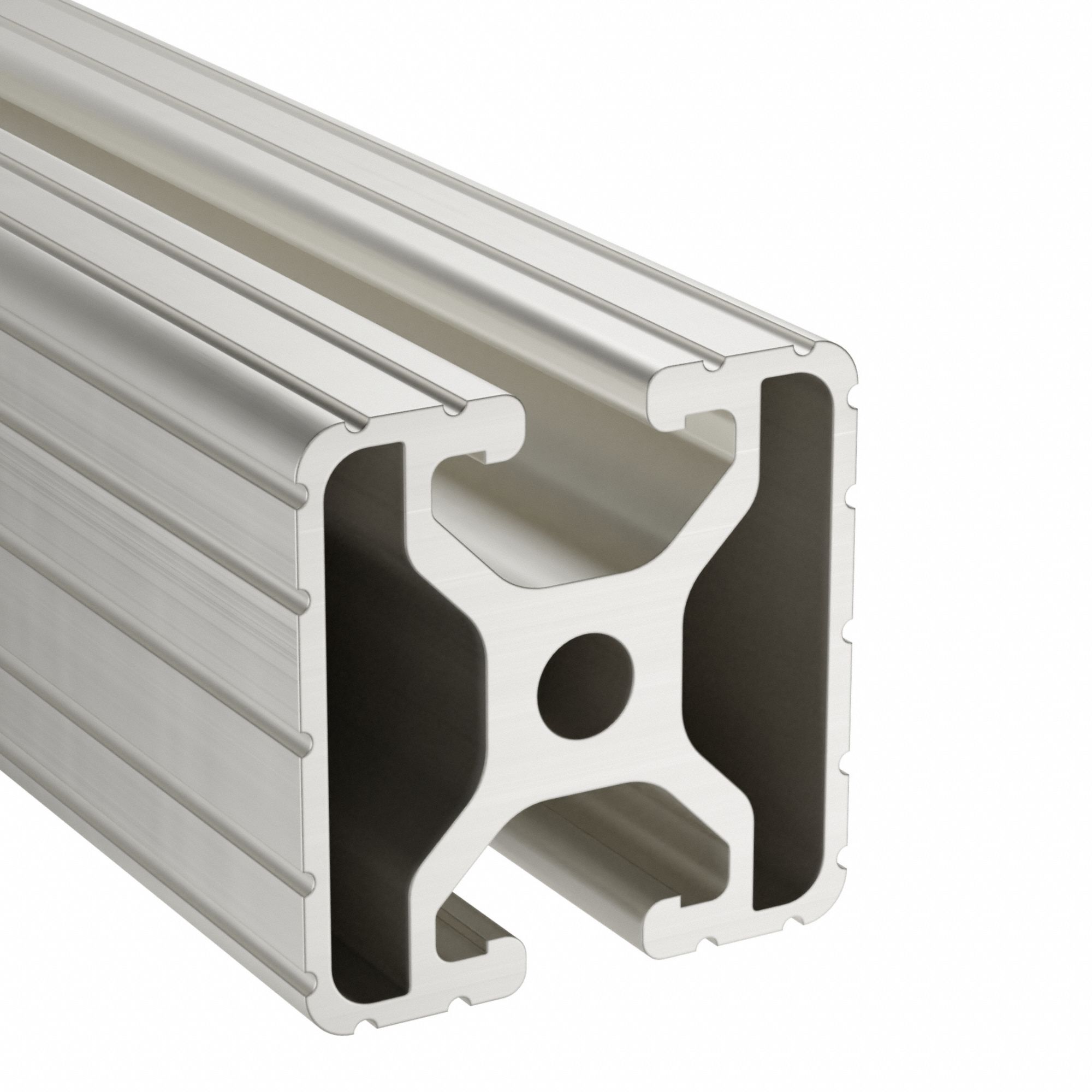 T-Slot Framing System: 15 Series, 10 ft Lg, 1 1/2 in x 1 1/2 in, Silver, Single, Grooved, 2 Slots