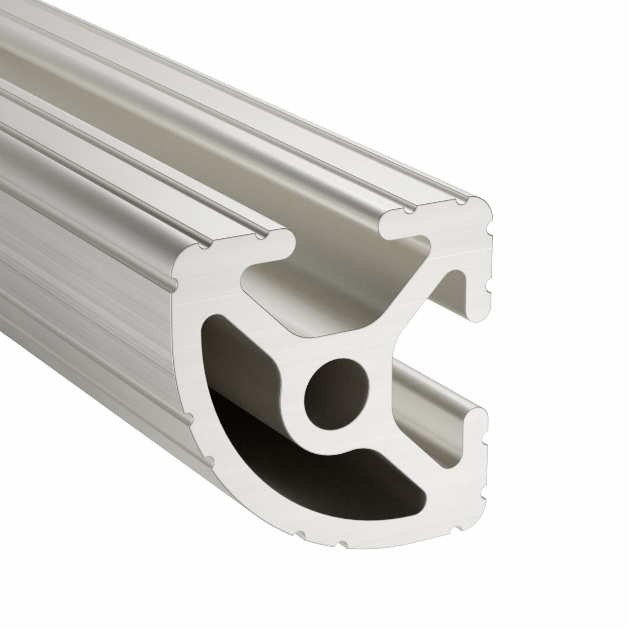 T-Slot Framing System: 10 Series, 10 ft Lg, 1 in x 1 in, Silver, Single, Grooved, 2 Slots