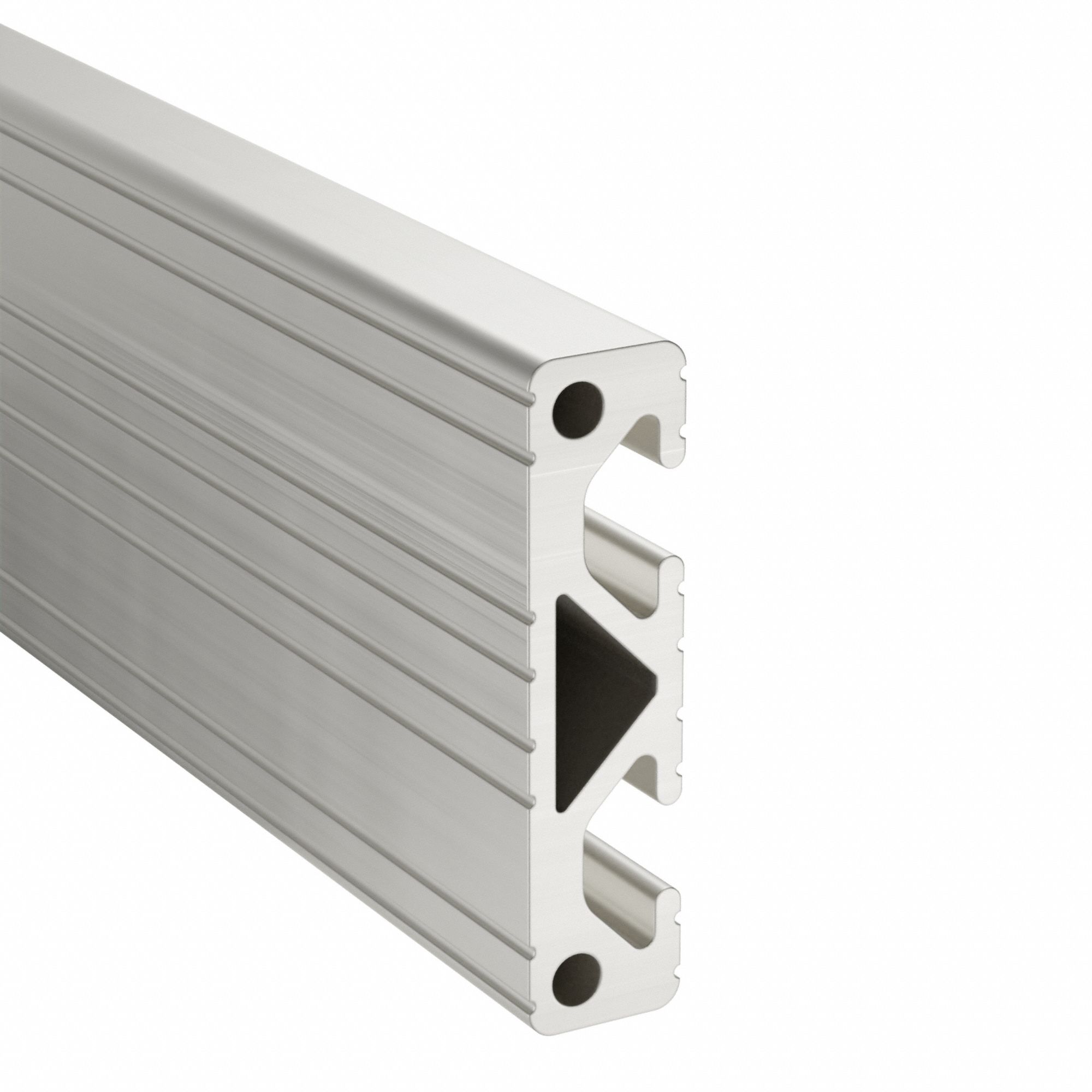 T-Slot Framing System: 10 Series, 10 ft Lg, 2 in x 1/2 in, Silver, Half-Double, Grooved, 2 Slots