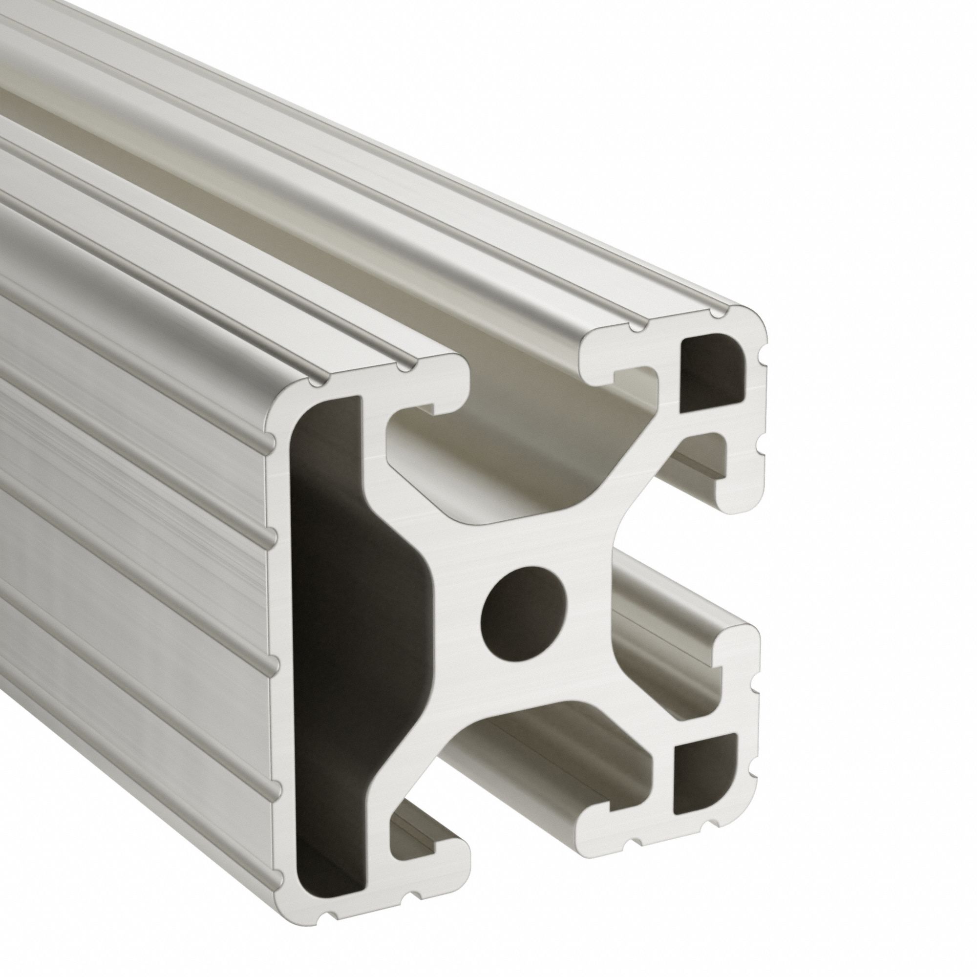 T-Slot Framing System: 15 Series, 10 ft Lg, 1 1/2 in x 1 1/2 in, Silver, Single, Grooved, 3 Slots