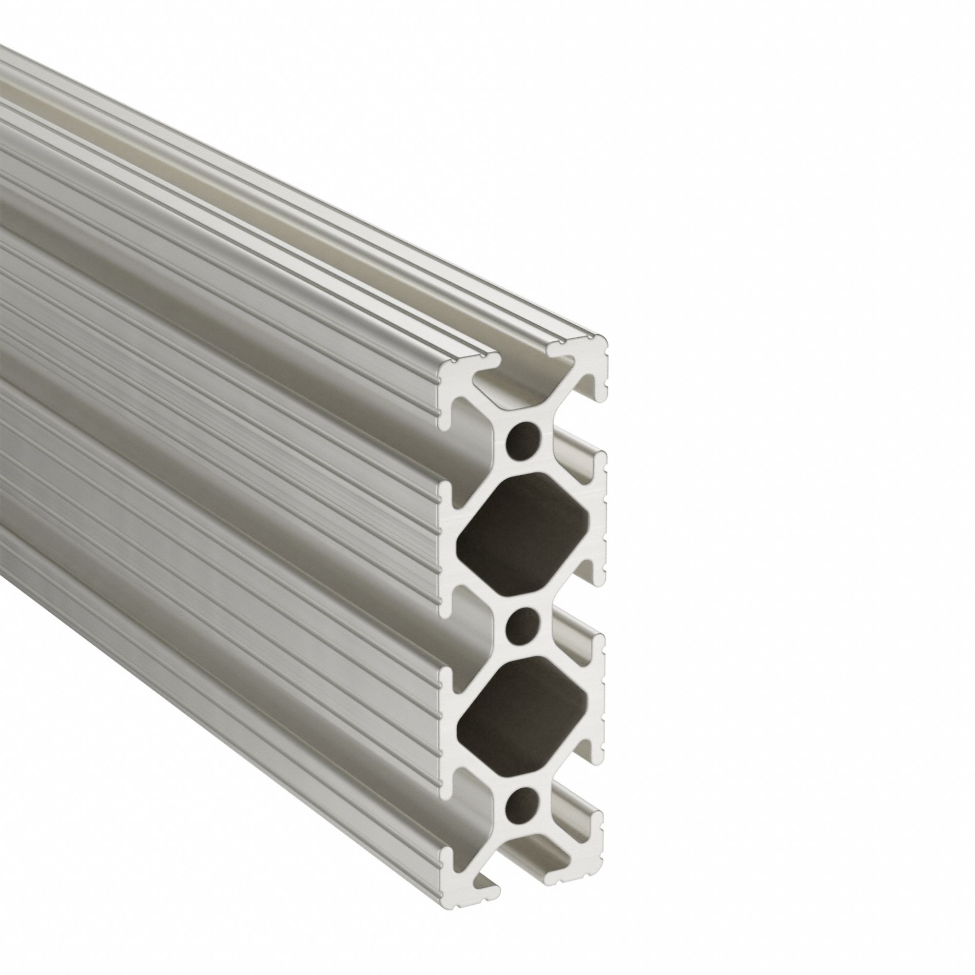 T-Slot Framing System: 10 Series, 10 ft Lg, 3 in x 1 in, Silver, Triple, Grooved, 8 Slots