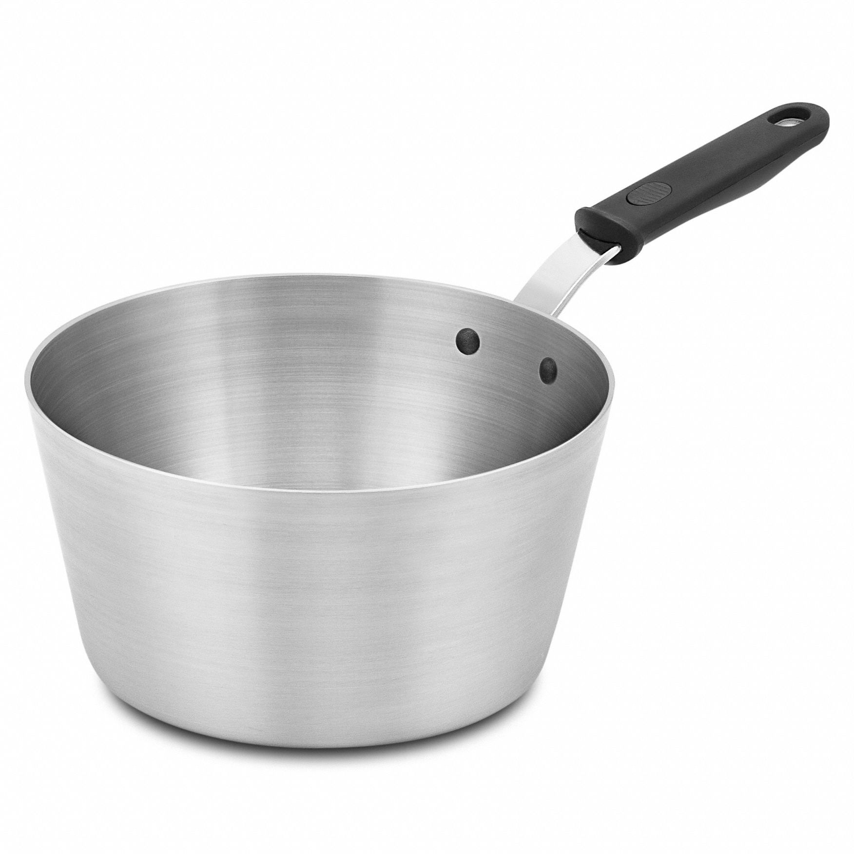 Sauce Pan: 5.5 qt Capacity, Aluminum, Riveted, Black, Silicone Handle, NSF Certified, Metal
