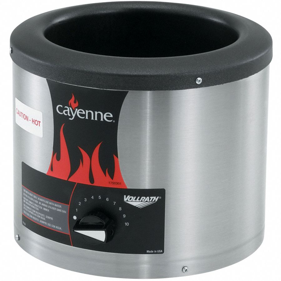Food Warmer: 4 qt Capacity, 350 W Watt, Black, 7 7/8 in Overall Ht, 10 1/4 in Overall Wd, 72425