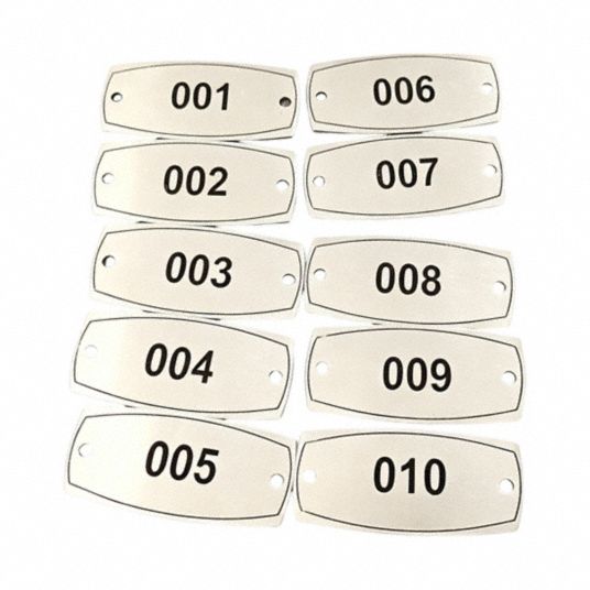2 1/4 in x 1 in, 10 Plates, Locker Number Plate - 804UM9|804UM9 - Grainger