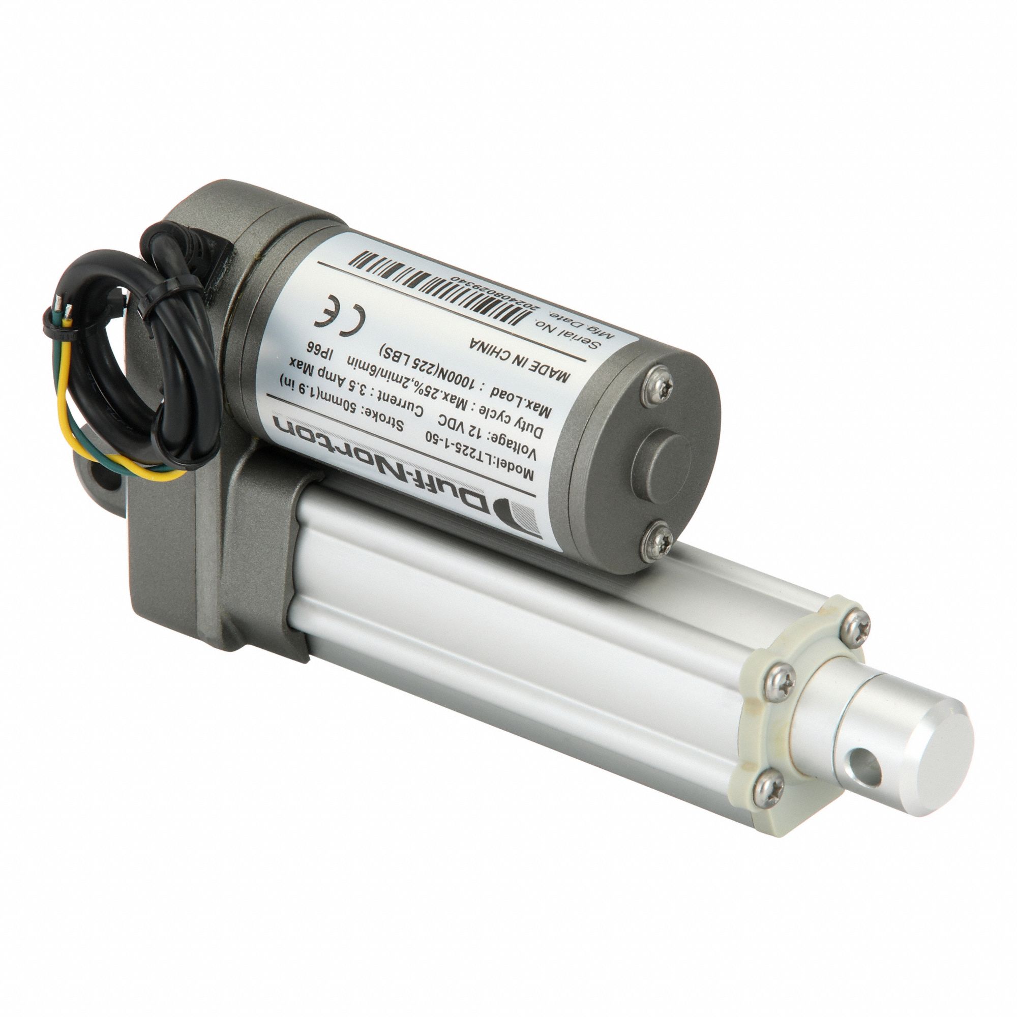 Linear Actuator: LT, 225 lbf Rated Load, 2 in Stroke, 12V DC, IP66