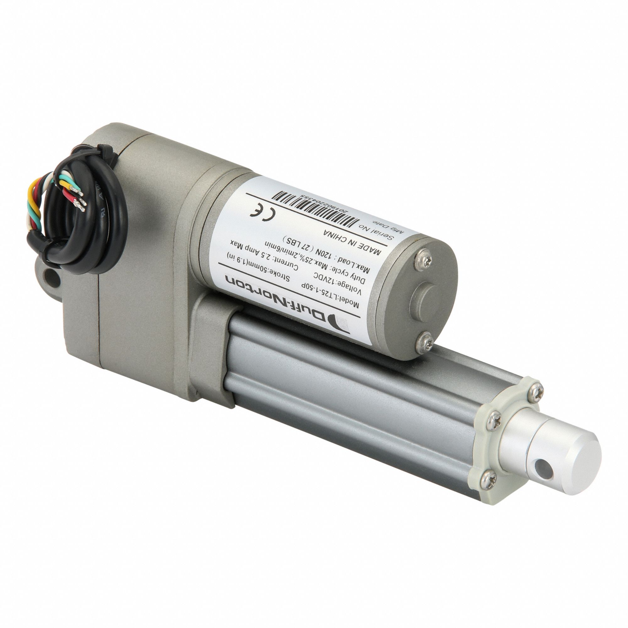 Linear Actuator: LT, 27 lbf Rated Load, 2 in Stroke, 12V DC, IP66