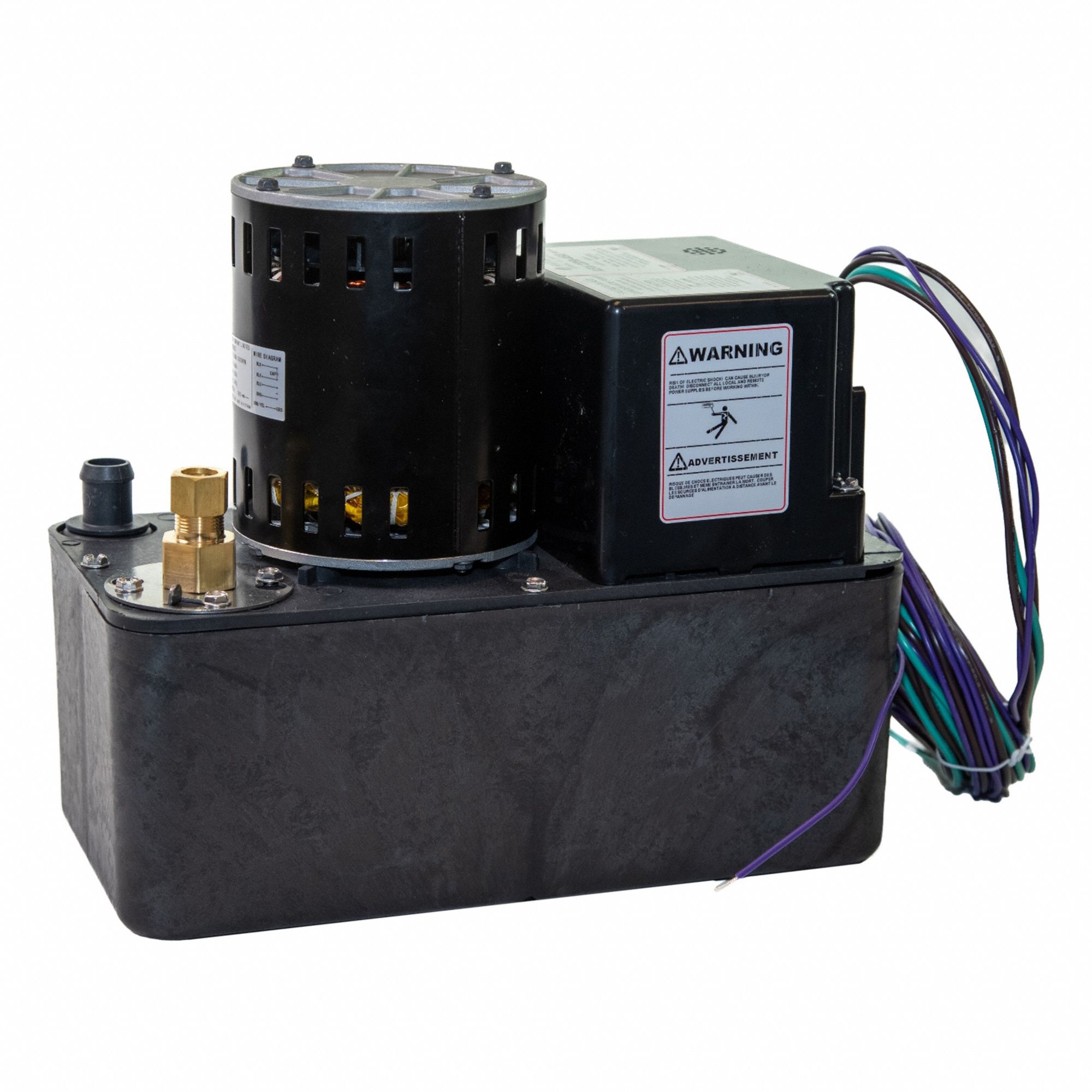 HARTELL Condensate Removal Pump: 460V AC, 1 gal Tank, 7/10 hp, 10 gpm, 60 ft Max. Head (MPN A5X-2DR-460 / 1A19271P2). Key specifications — Nameplate Voltage: 460V AC; Brand: HARTELL; Included Accessories: Safety Switch; Plenum Rated: No.