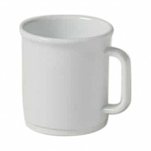 Mug: Crave, 12 fl oz Capacity, Plastic, Cloud, 3 5/8 in Overall Ht, 3 3/8 in Dia