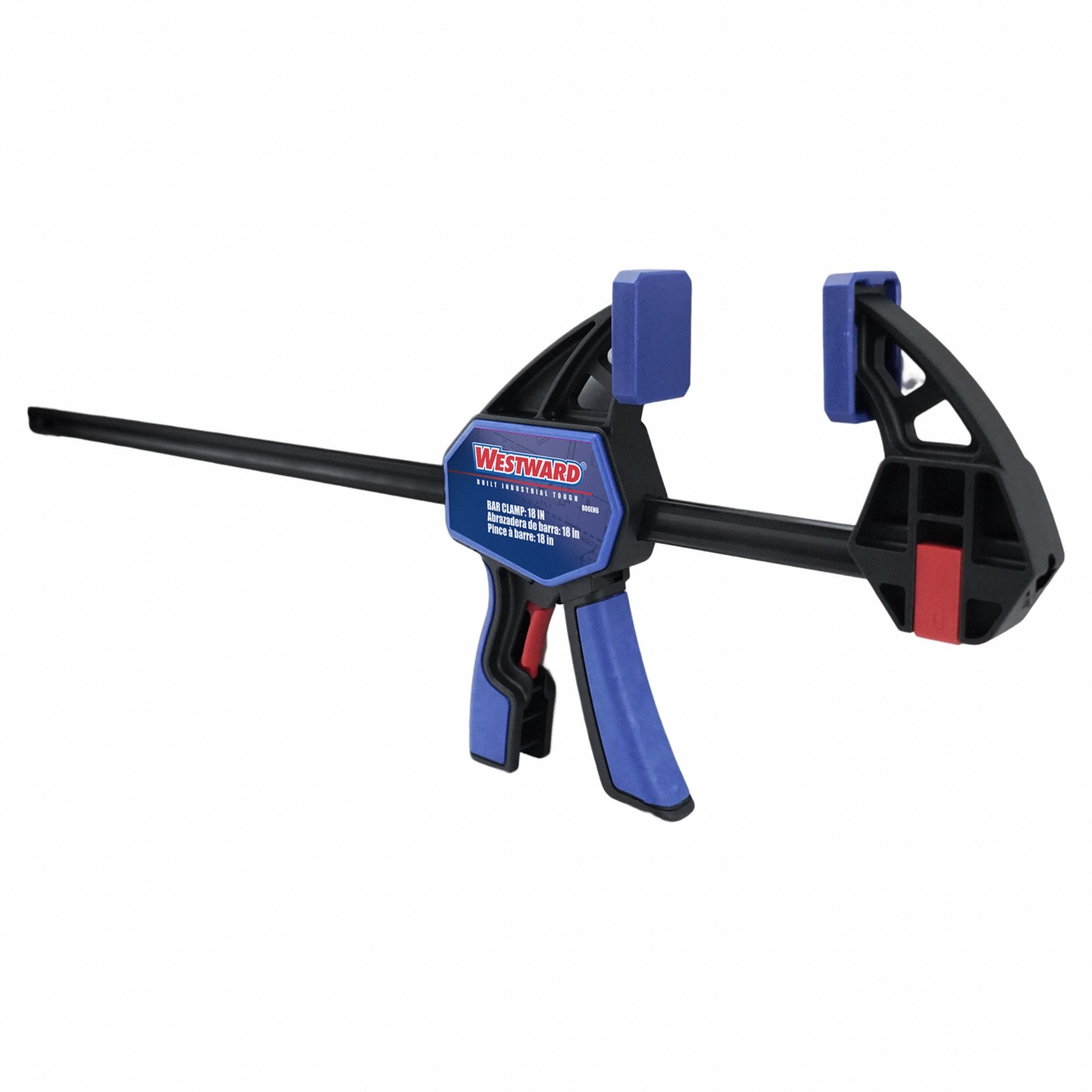 Bar Clamp: Flat, 18 in Max Jaw Opening, 7 1/2 in to 25 9/16 in, 3 1/4 in Throat Dp