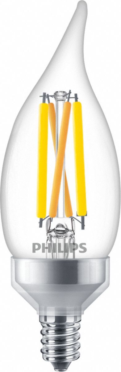 Compact LED Bulb: Candelabra Screw (E12), LED, (BA) Bullet Angled, BA11, 6.6 W Watt, Clear