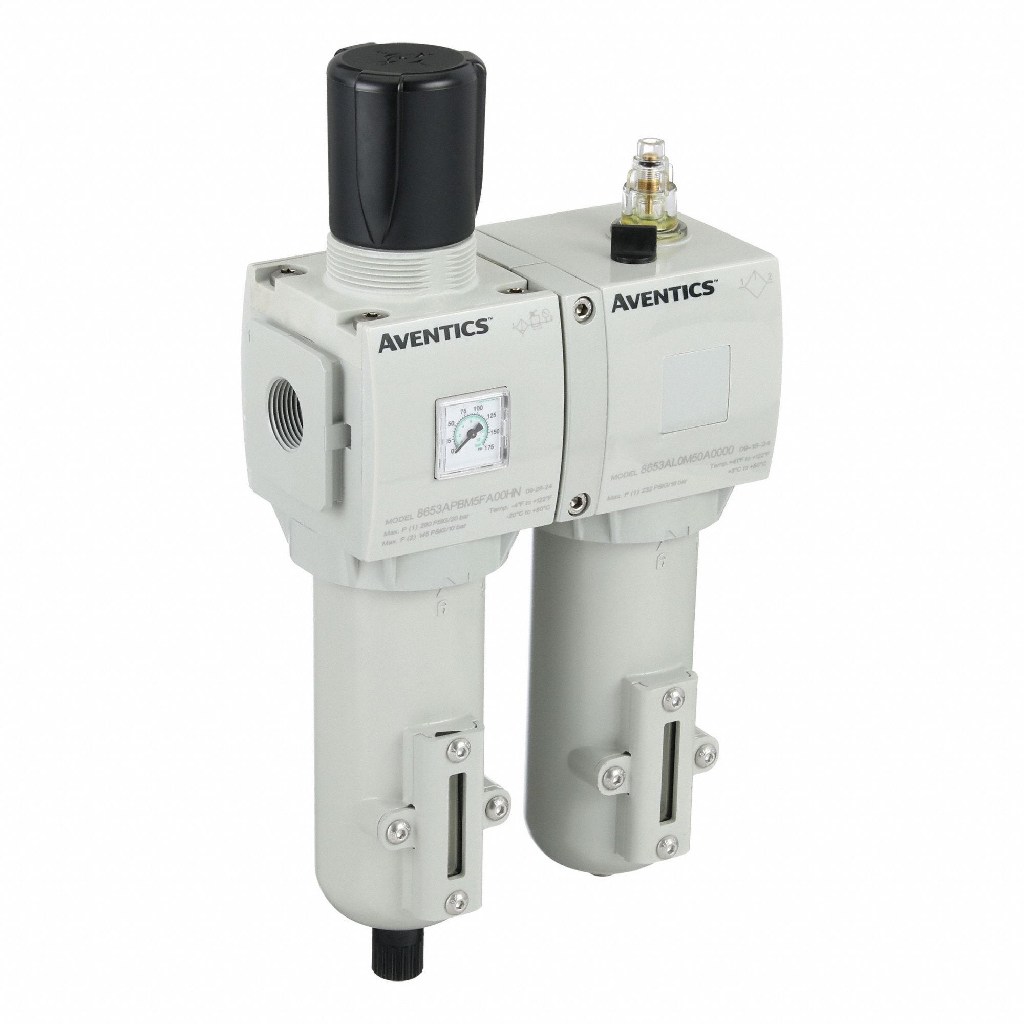 Filter Regulator Assembly: 3/4 in NPT, 8, 900 lpm, 16 bar Max Op Pressure, 5 micron, Mist