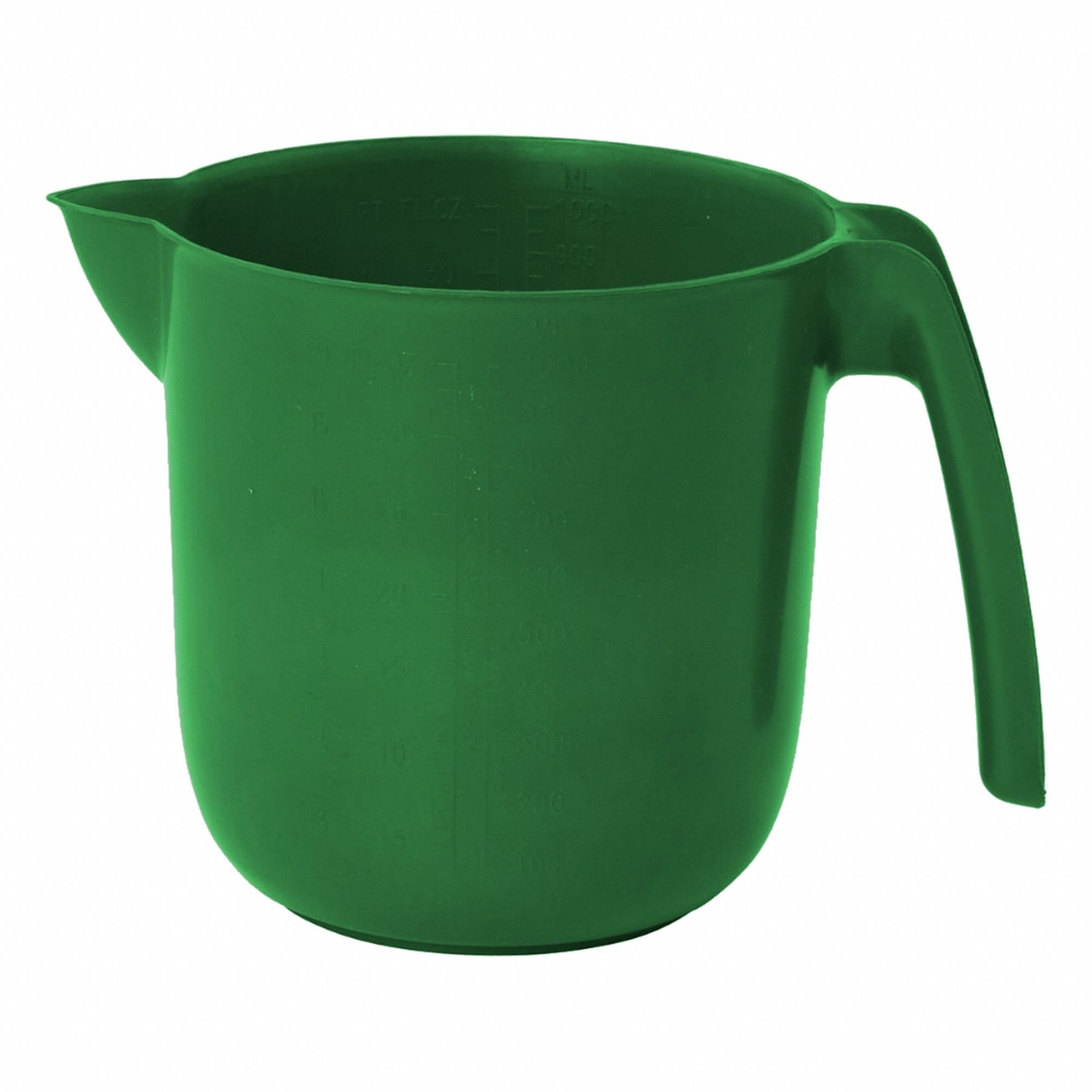 Pouring Jug: 34 fl oz Capacity, Green, 4 1/2 in Overall Wd, Polymer, Metal Detectable