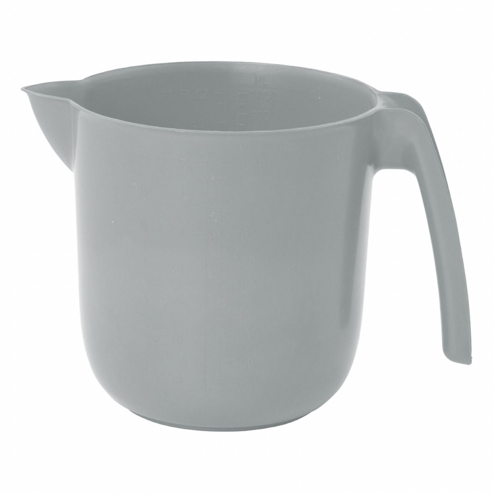 Pouring Jug: 34 fl oz Capacity, White, 4 1/2 in Overall Wd, Polymer, Metal Detectable