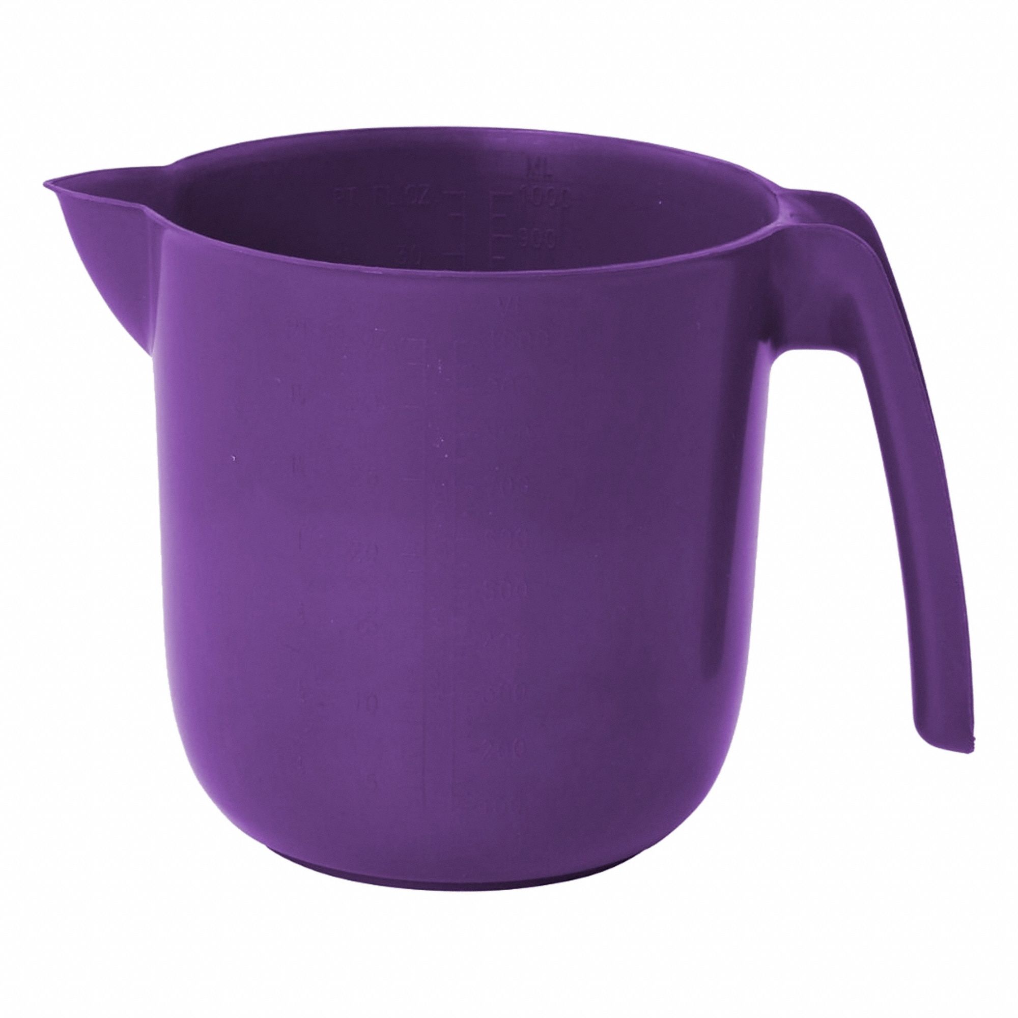 Pouring Jug: 34 fl oz Capacity, Purple, 4 1/2 in Overall Wd, Polymer, FDA Compliant