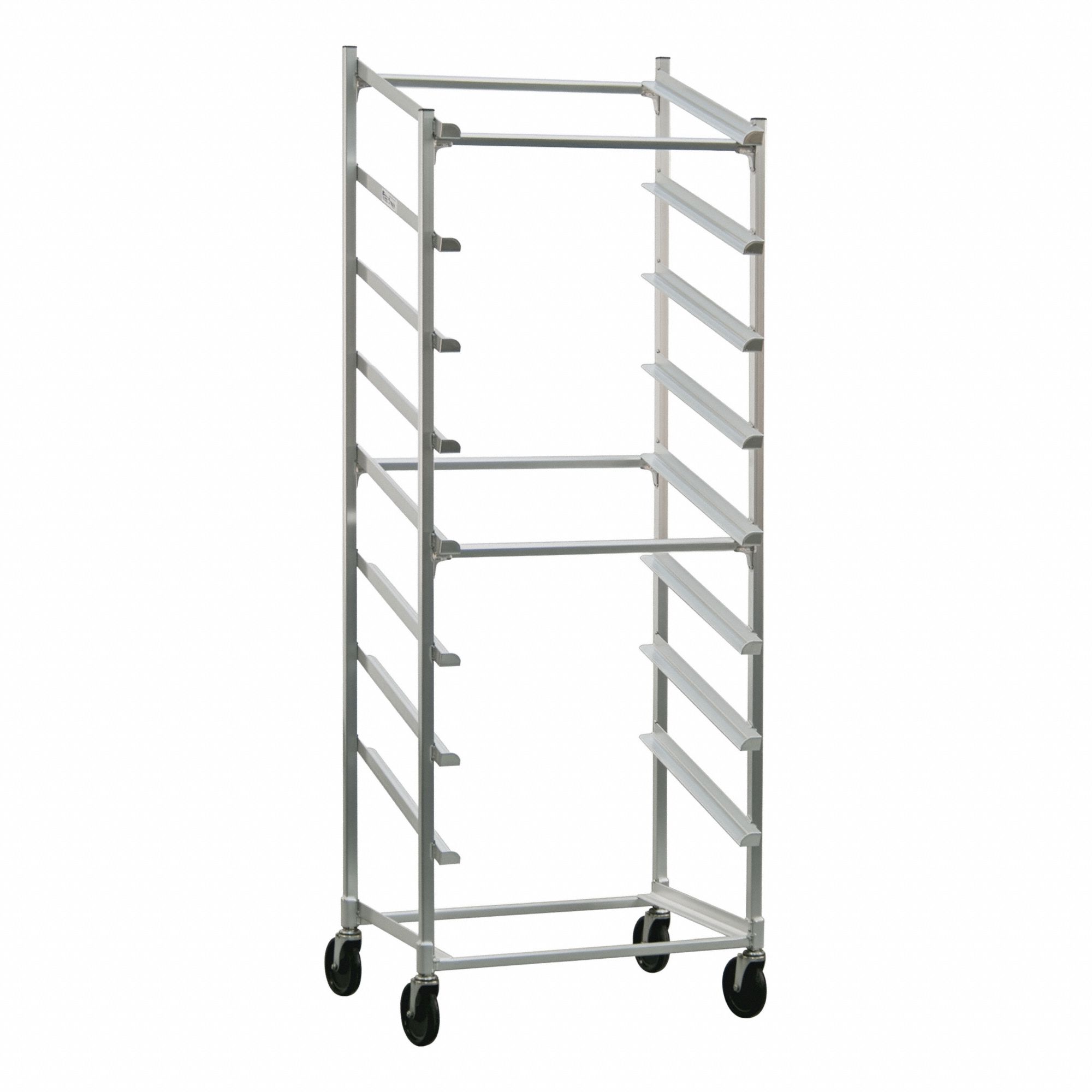 Slant Display Rack: 9 Shelves, 0 Traverses, 77 1/4 in Ht, 22 in Dp, NSF Certified