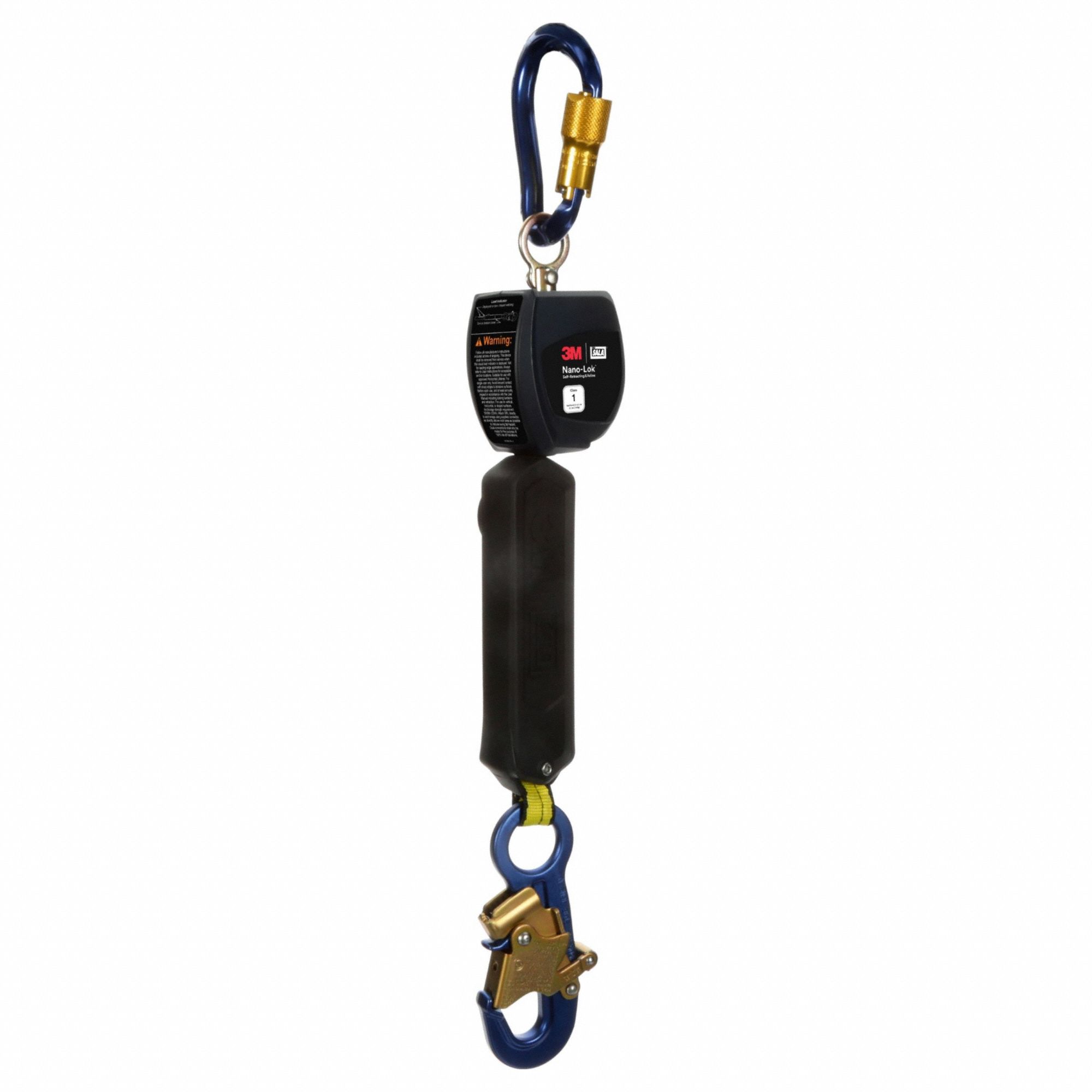 Personal Self Retracting Lifeline: Aluminum Snap Hook Anchor, Harness Aluminum Carabiner