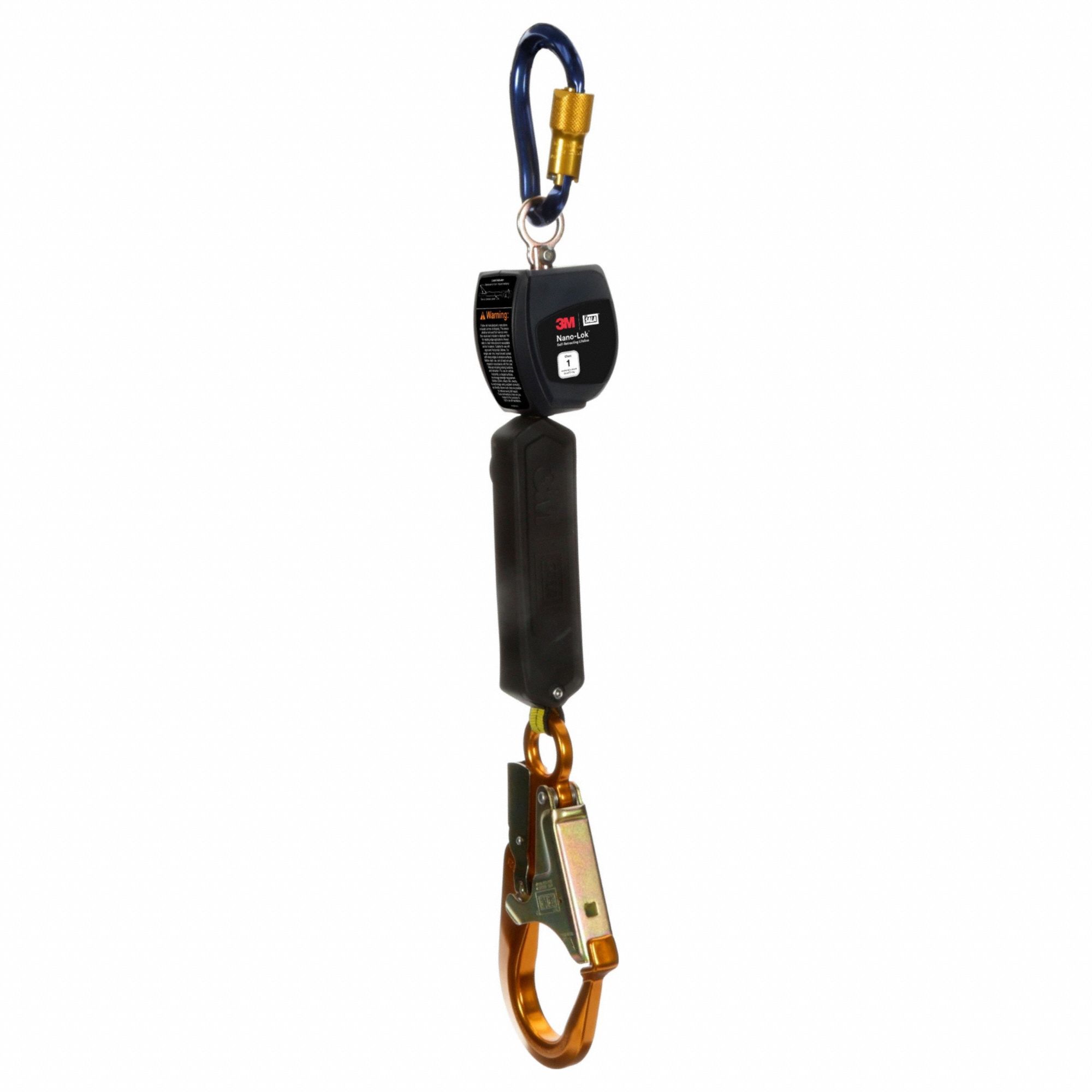Personal Self Retracting Lifeline: Aluminum Snap Hook Anchor, Harness Aluminum Carabiner